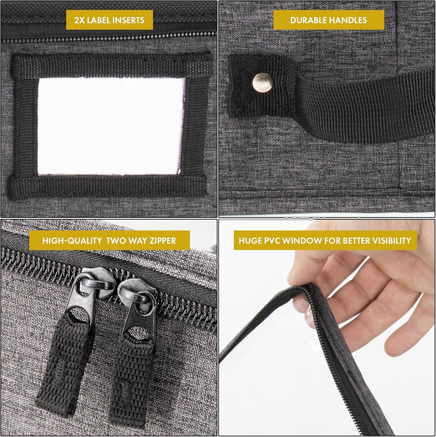 HOMELUX THEORY 2pc Under Bed Storage Containers, Bedroom Under the Bed Drawer Storage Organizer with Bins and Lids, Large Underbed Clothes Storage Box Ideal for Blanket, Fabric, & Shoes (Dark Gray)