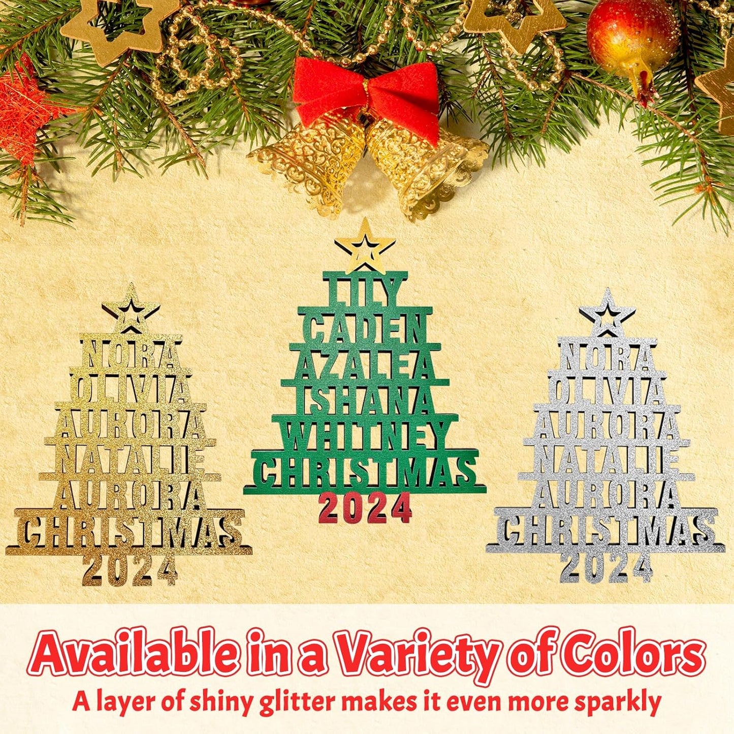 Personalized Christmas Ornaments 2025 with Family Names 1-6 Names Custom Ornaments for Christmas Tree Personalized Christmas Ornament Gifts