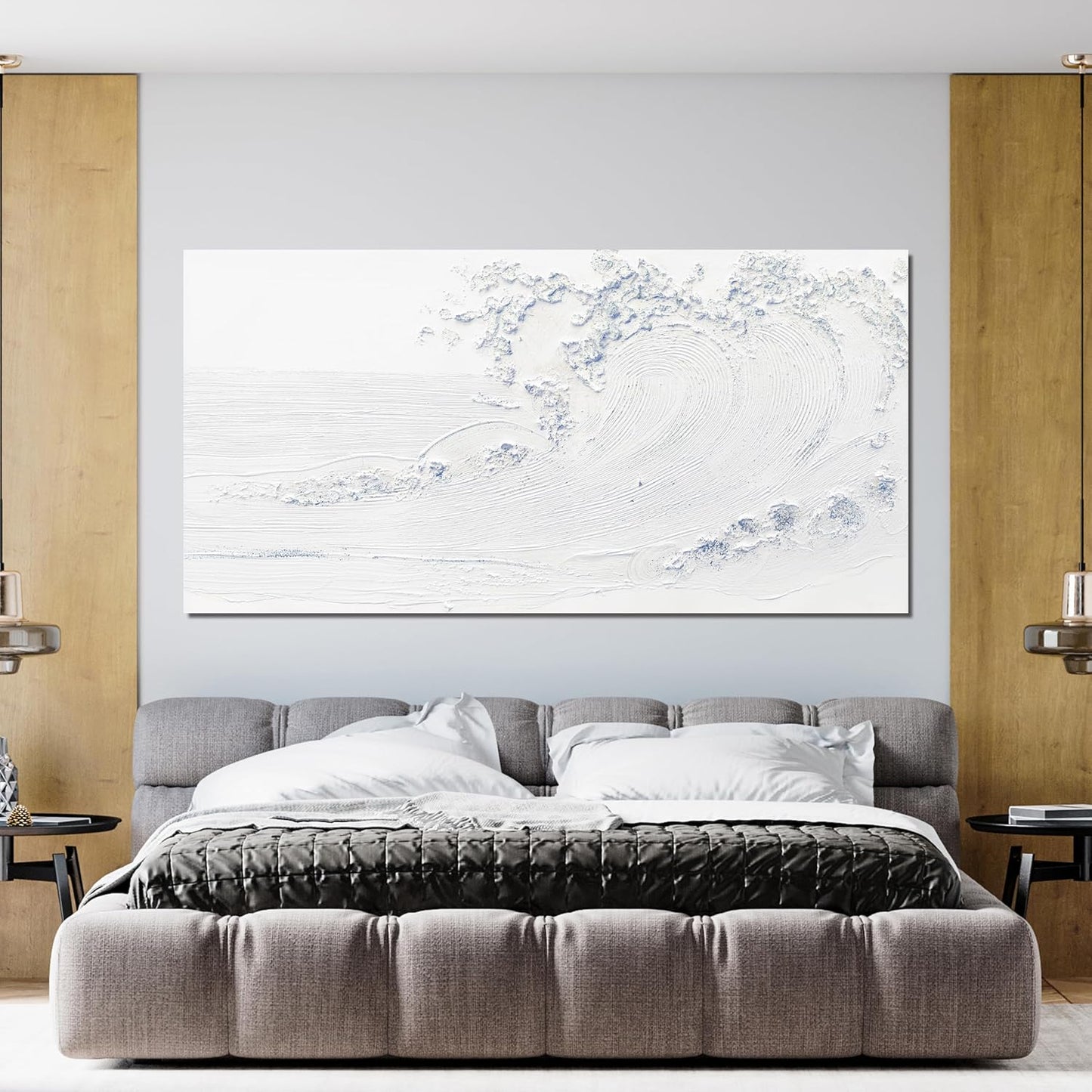 Canvas Wall Art Decor Modern Wall Art Pictures for Living Room White Blue Wave Wall Art Prints Wave Artwork for Walls Landscape Coastal Wall Art Decor Art Work for Home Office Room Wall Decor 20"x40"