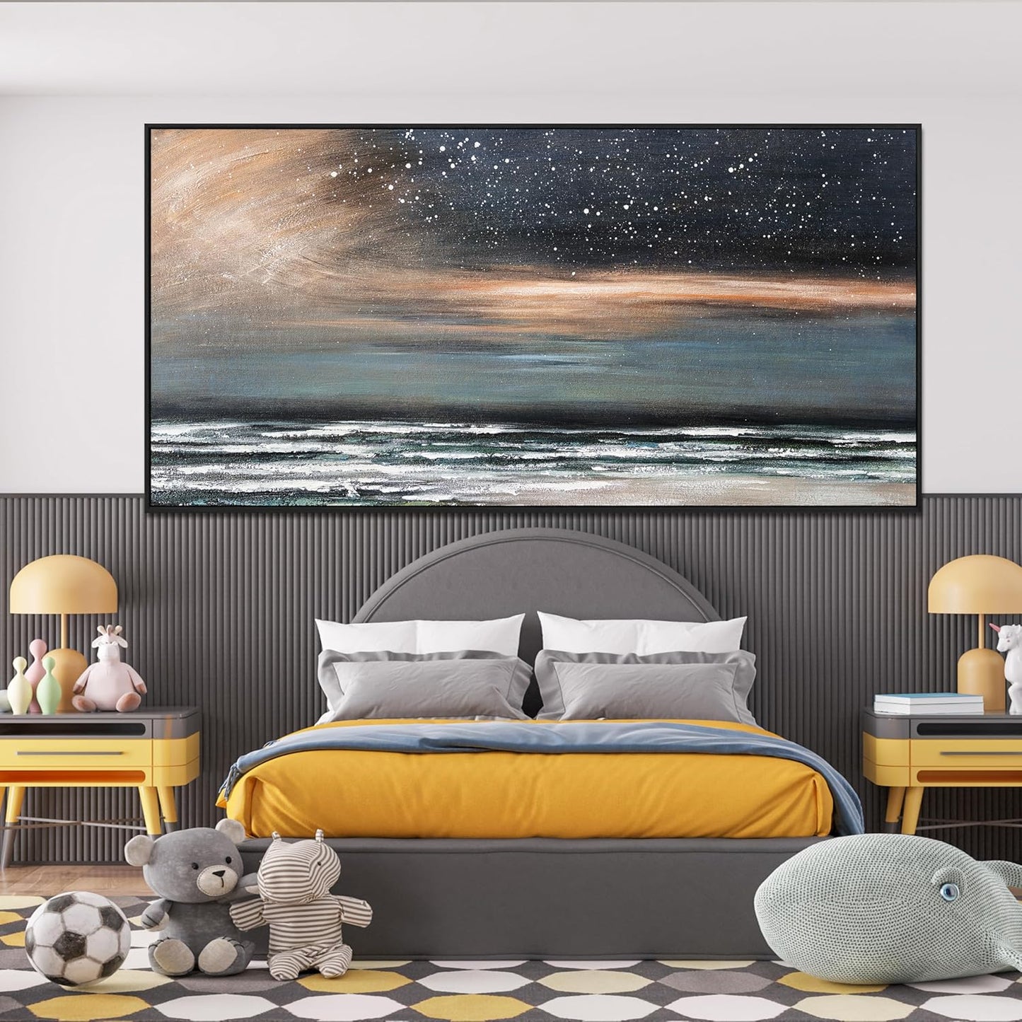 Canvas Wall Art Decor Wall Pictures for Living Room Starry Artwork for Walls Large Framed Wall Art Prints Canvas Art Wall Decor Nature Coastal Wall Art Decorations Bedroom Office Wall Decor 29" X 58"