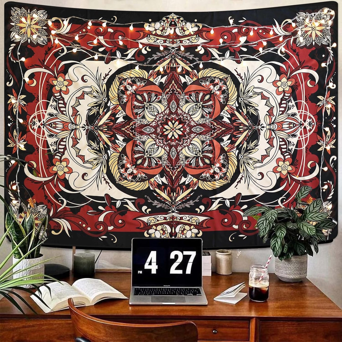 CHDGDHC Mandala Tapestry - Moth Wall Hanging, UV Resistant, Machine Washable, Lightweight, Psychedelic Bedroom Aesthetic Decor for Bedroom, Living Room, Yoga Room - 79.92x59.84 Inch