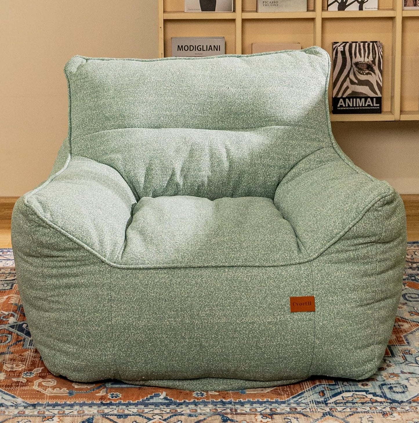 Bean Bag Chair for Adults, Comfy Tufted Bean Bag Chair Sofa with Armrests, Lazy Beanbag Chair with Foam Filler Stuffed Bean Bag Couch Sofa for Reading in Bedroom, Living Room and Dorms