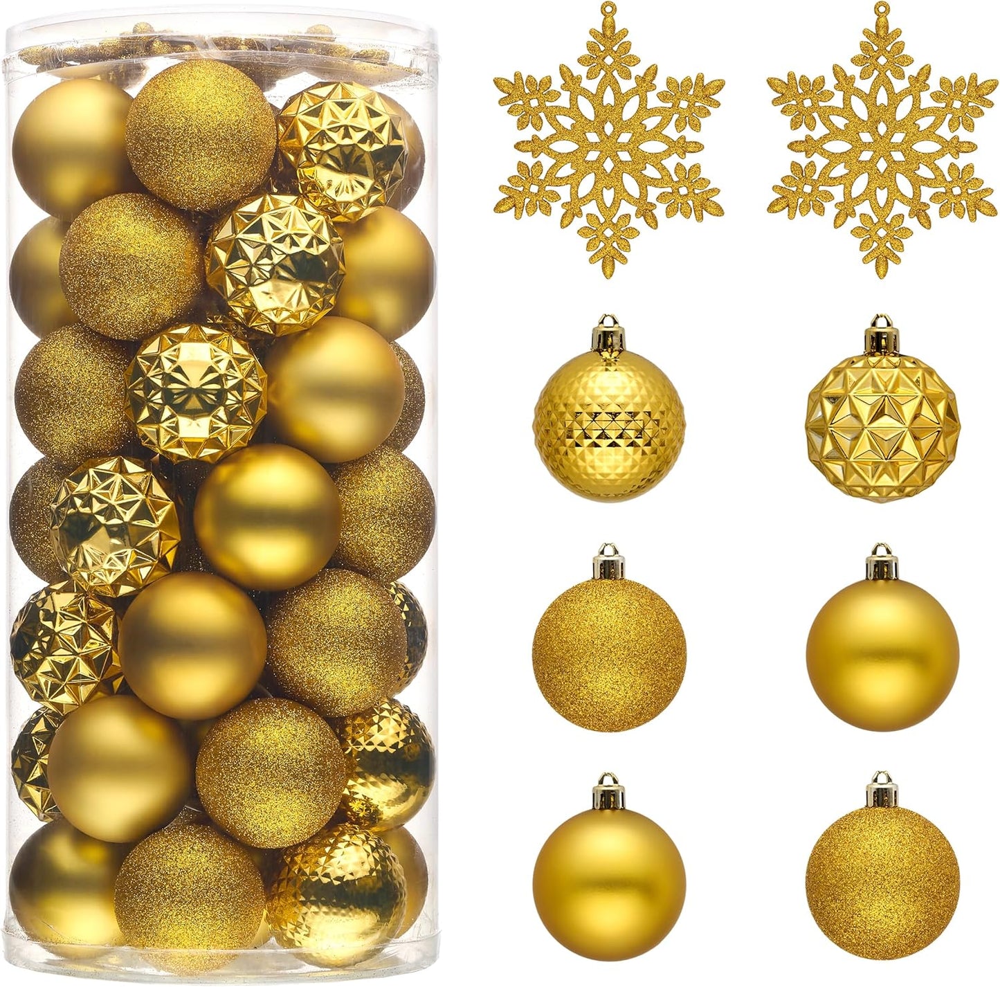 Valery Madelyn Christmas Tree Decorations Ornament Set for Fall Halloween, 50ct 2 Inches Gold Shatterproof Christmas Ball Ornaments Hanging Xmas Holiday Party Decor