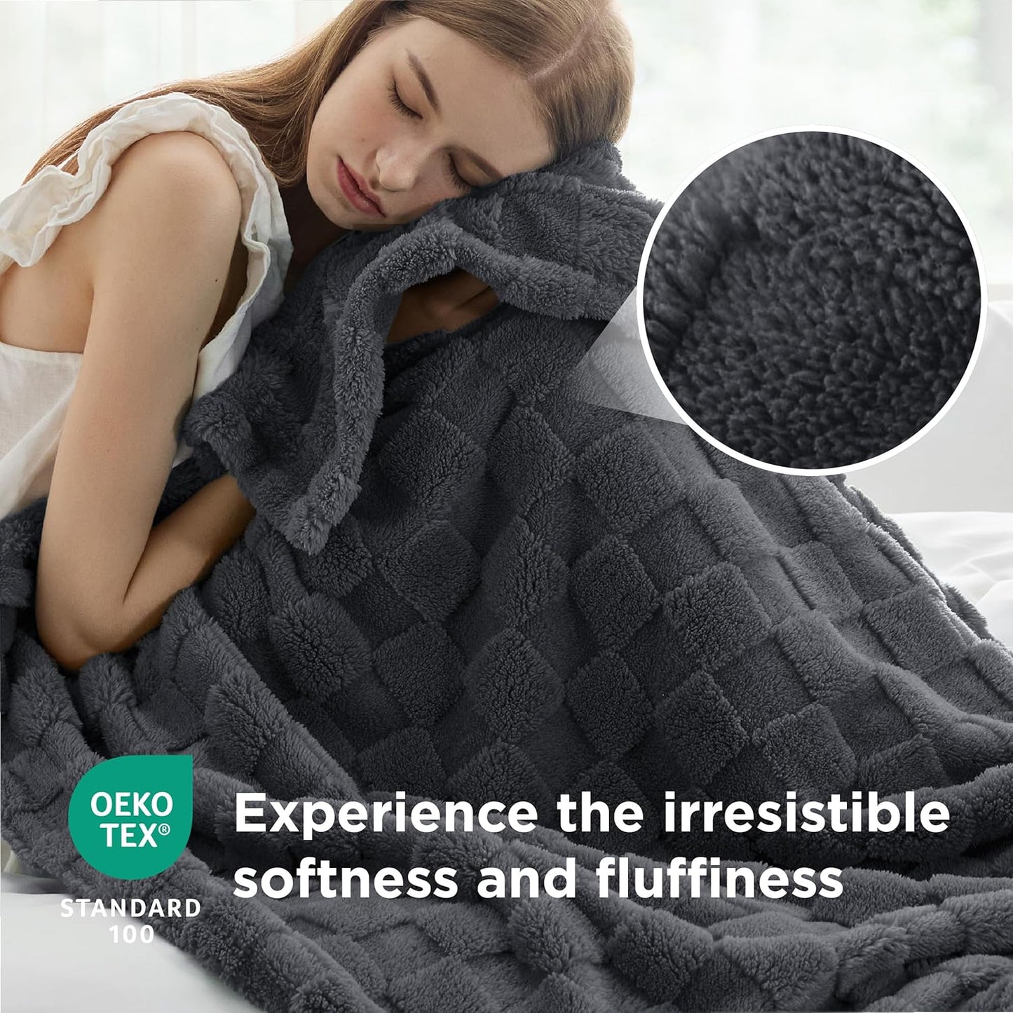 Bedsure GentleSoft Twin Blanket for Bed Dark Grey - Super Soft Cozy Blankets for Women Men Girls, Cute Fuzzy Fleece Throws for Bedroom Couch, 60x80 Inches
