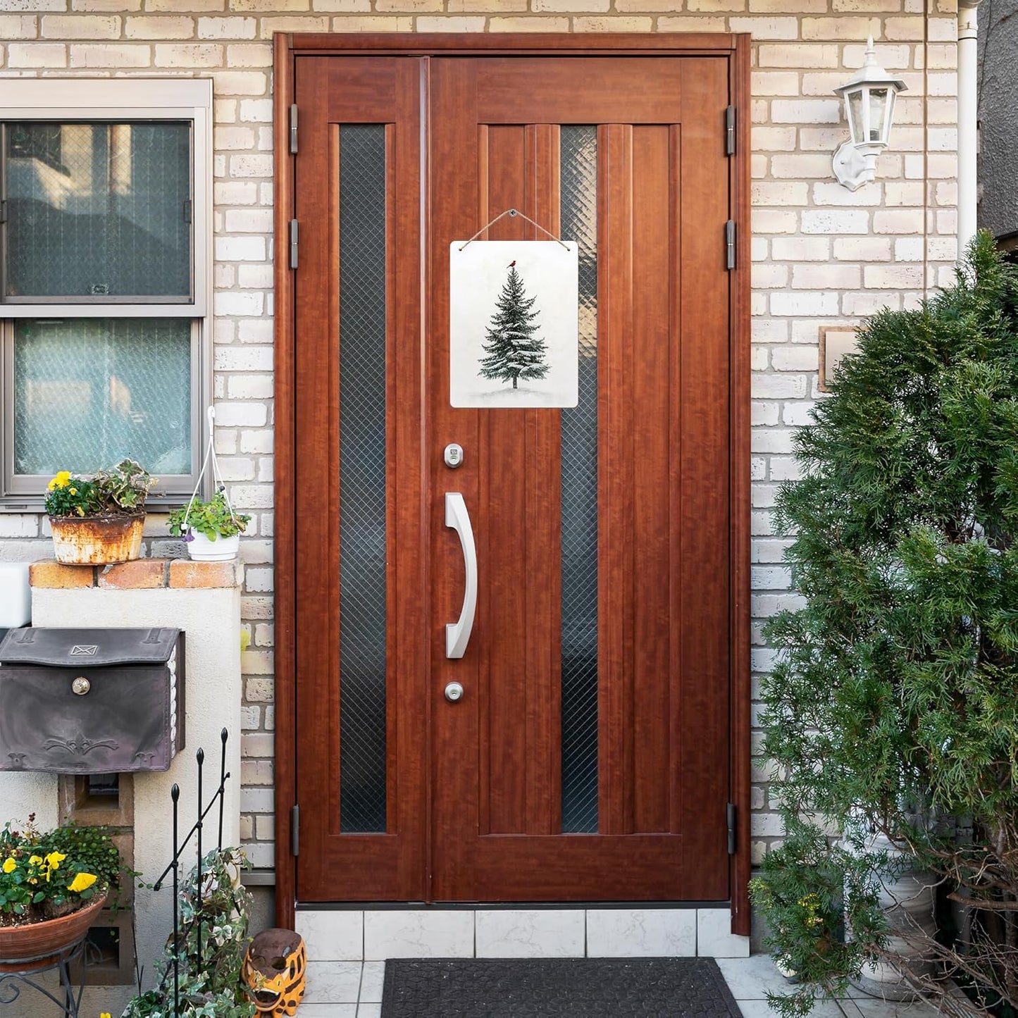 DUXMNAMG Christmas Winter Tree Bird Hanging Wooden Signs 10x8, Christmas Wall Decor, Vintage Home Room Office Hanging Wall Decor