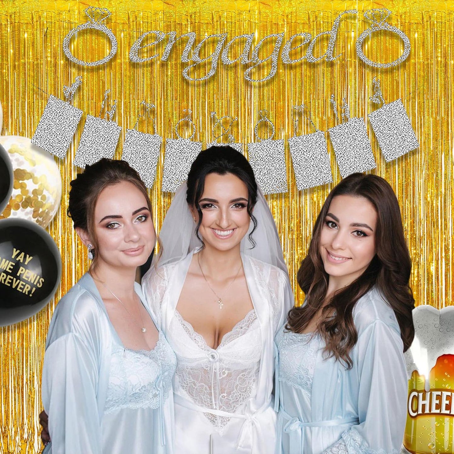 Gold Fringe Curtain Tinsel Backdrop - GREATRIL Foil Fringe Curtain Party Streamers for Prom 2026 NYE New Years Eve Birthdays Christmas Theme Party Decorations Pack of 2