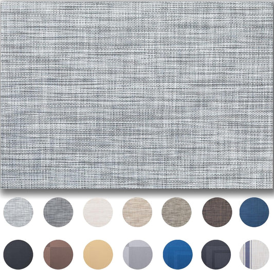 Placemats Set of 6 - Easy Clean Woven Vinyl Placemats for Dining Table, Indoor/Outdoor Place Mats, Washable PVC Table Mats（Gray）