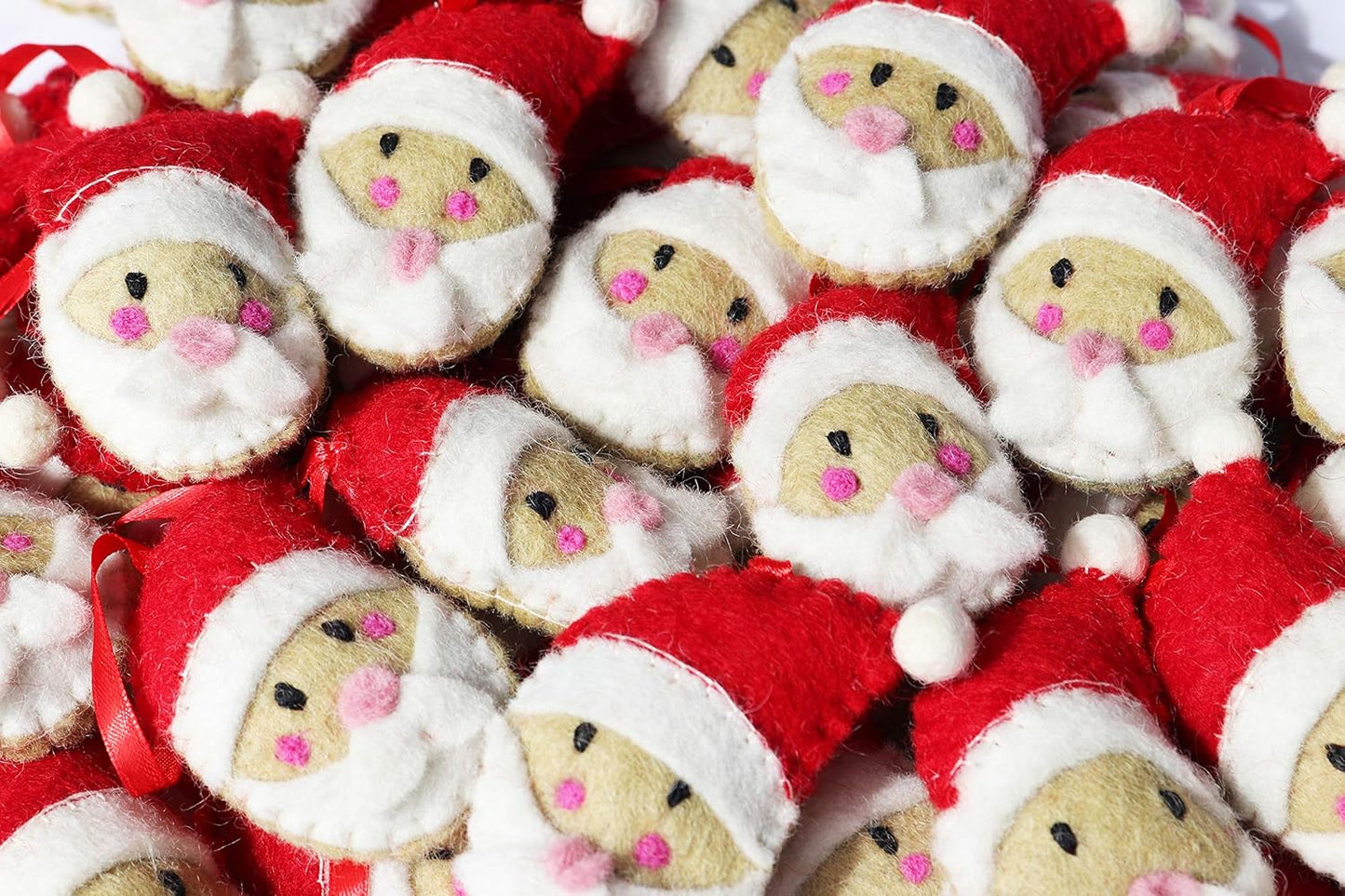 Christmas Ornaments 100% Pure New Zealand Wool Handmade Eco Friendly Christmas Decor Shower Nursery Decoration Fair Trade (4, Santa Claus)