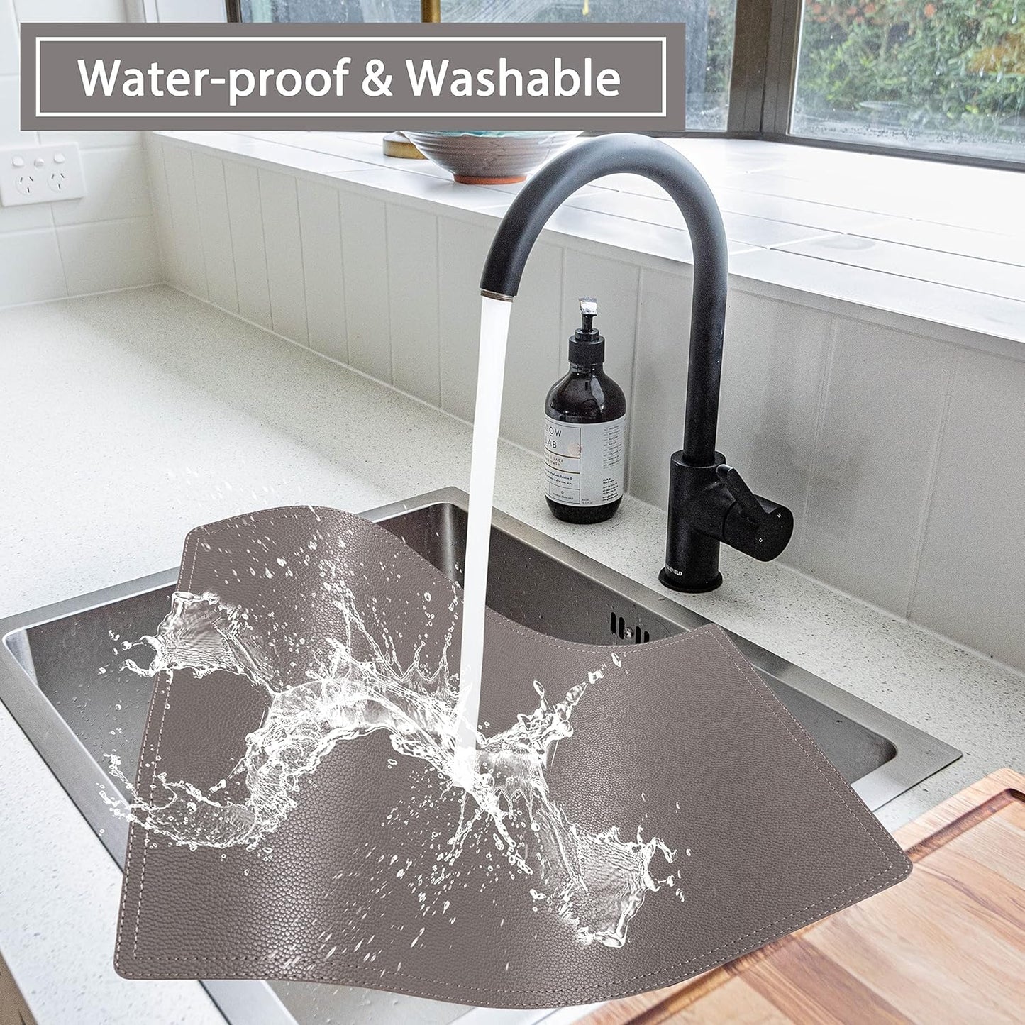 Set of 4 Faux Leather Placemats, PU Table Mats, Waterproof, Stain Resistant, Heat Resistant, Non-Slip Easy to Clean for Kitchen Dining Table,Conference Table C Grey Rectangle