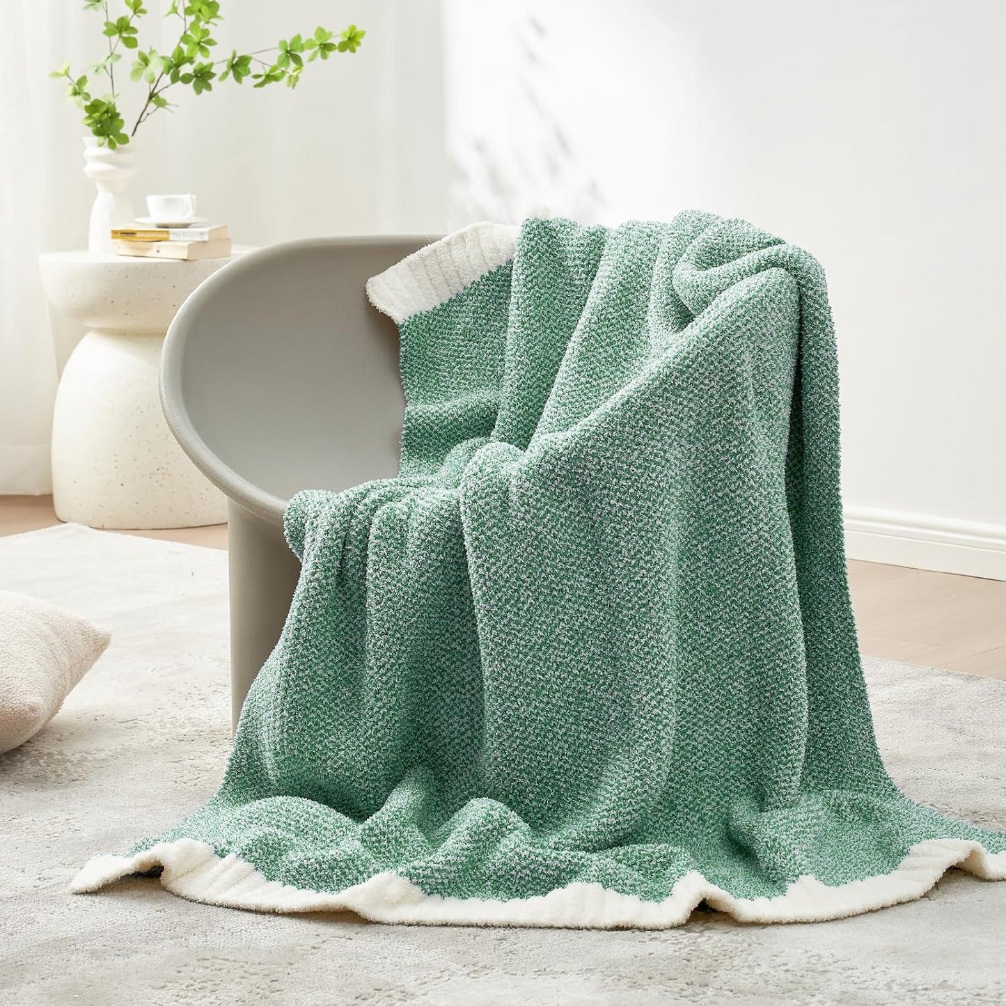 Snuggle Sac Green Throw XL Blanket 50x70,Super Soft Warm Blankets Oversized Throw Knit Blankets Fuzzy Plush Blanket, Heather Green, 50x70 inches