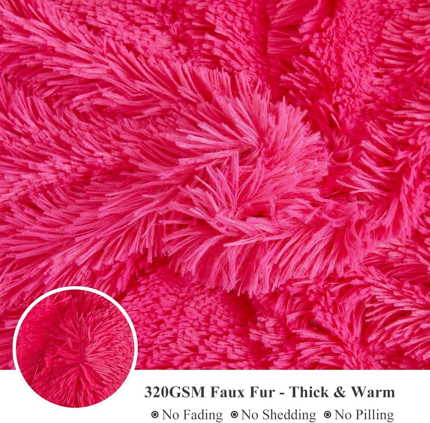 XeGe Luxury Faux Fur Throw, Hot Pink Soft 50x60 Fluffy Blanket, Shaggy Plush Decorative Couch Throw, Cute Furry Fuzzy Office Lap Blanket for Bed Bedroom Living Room, Hot Pink