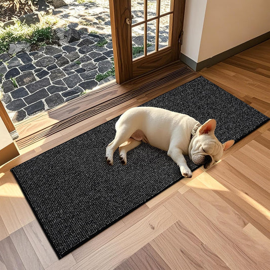 JSEI Dirt Trapper Door Mat 24"x60" Non-Slip Washable Entrance Mat, Dog Doormats, Absorbent & Fade-Resistant Floor Mats, Low Profile Welcome Mats for Entryway, Front Door, and Inside Entrance, Black