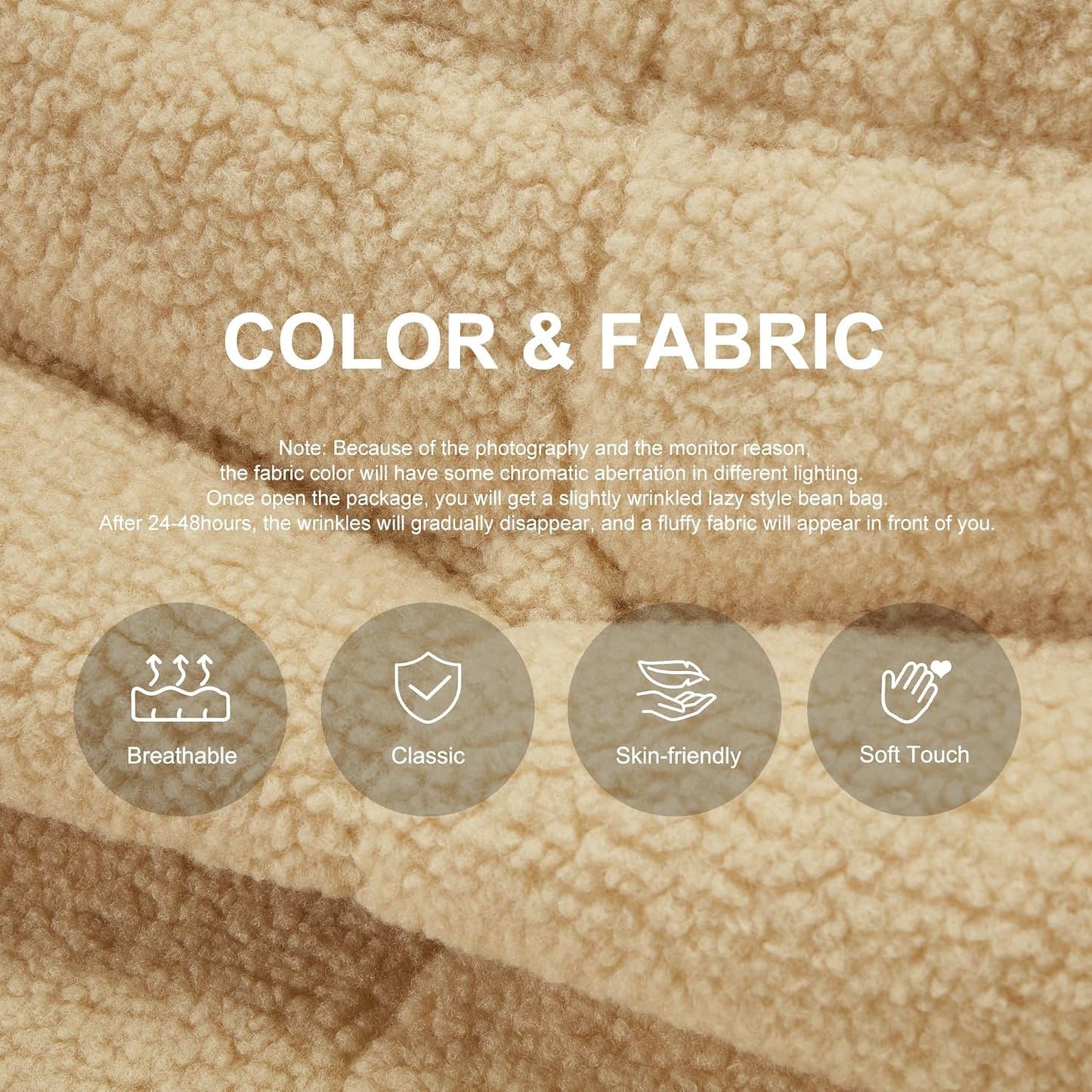 Bean Bag Chairs for Adults Giant Bean Bag Chair Memory Foam BeanBag Chair Big Bean Bag Sofa with Filler Faux Fur Fireside Beanbags Lazy Sofa for Living Room Bedroom Dorm Office (Khaki Teddy)