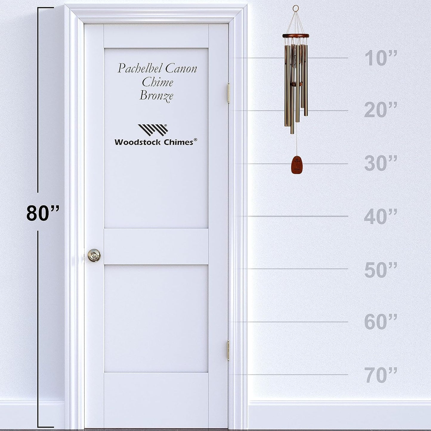 Woodstock Wind Chimes for Outside, Garden, Patio, Porch and Outdoor Decor (32") Pachelbel Canon Chime Bronze Wind Chime Gifts (PCCB)