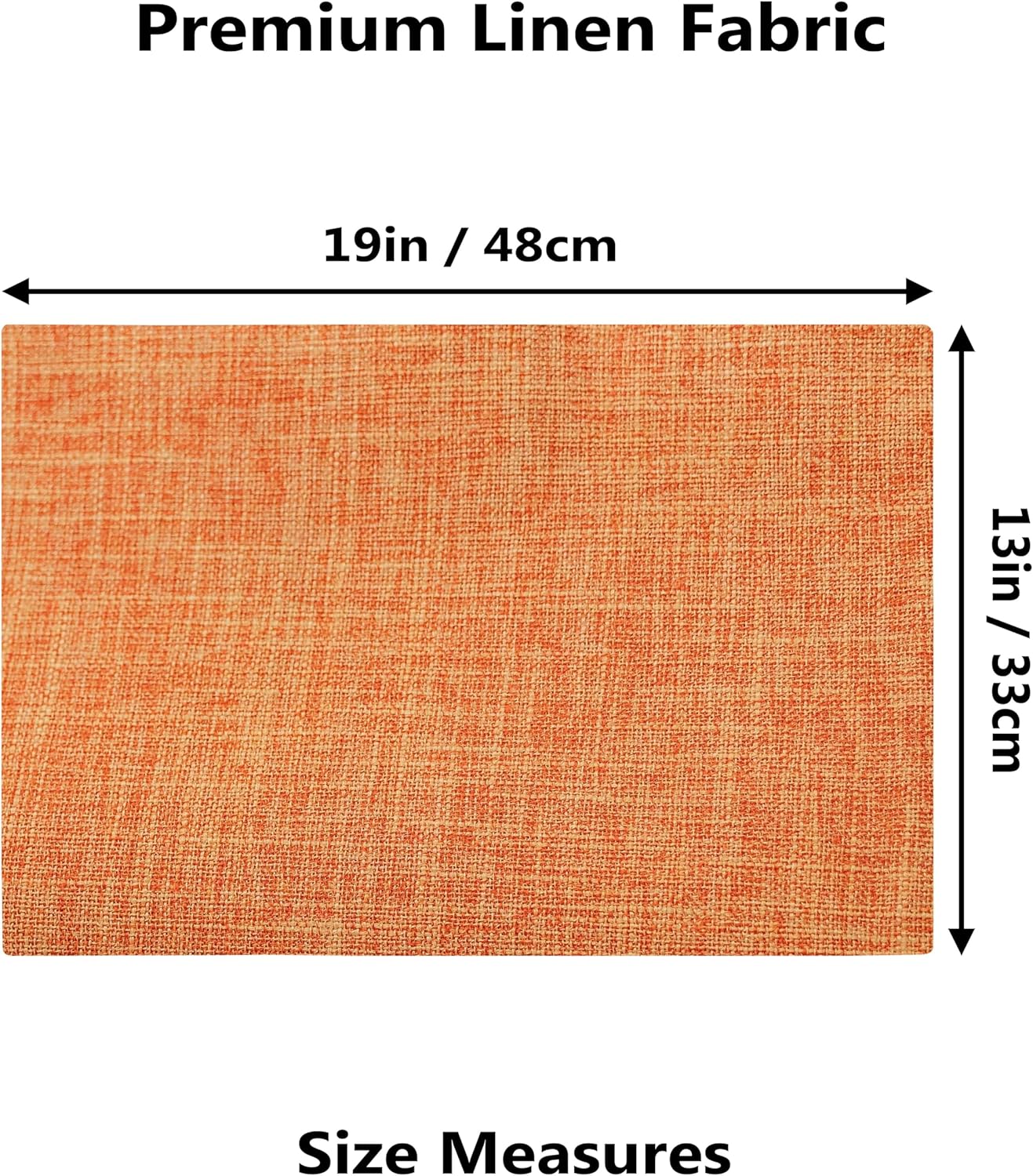 Demetex Orange Placemats Set of 6 Fall Linen Place Mats Modern Washable Table Plate Mats for Banquet Buffet Restaurant Dining Room, 13x19 inch, Orange