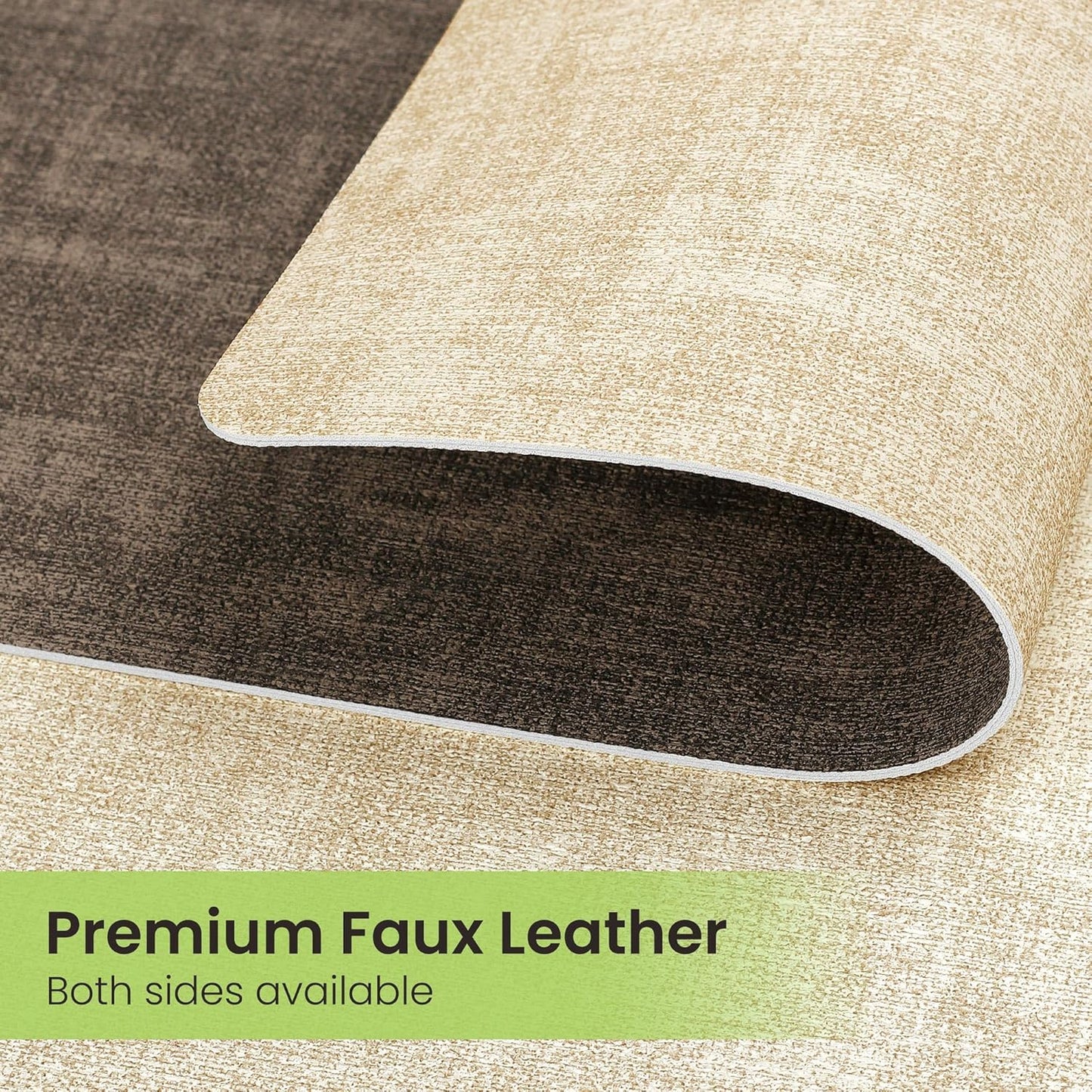 Faux Leather Dual Sided Placemats Set of 6, Square Non-Slip Heat Resistant Placemats with Coaster, Reversible wipeable Waterproof Table Mats for Kitchen, Dining, Outdoor (6, Beige Dark Coffee)