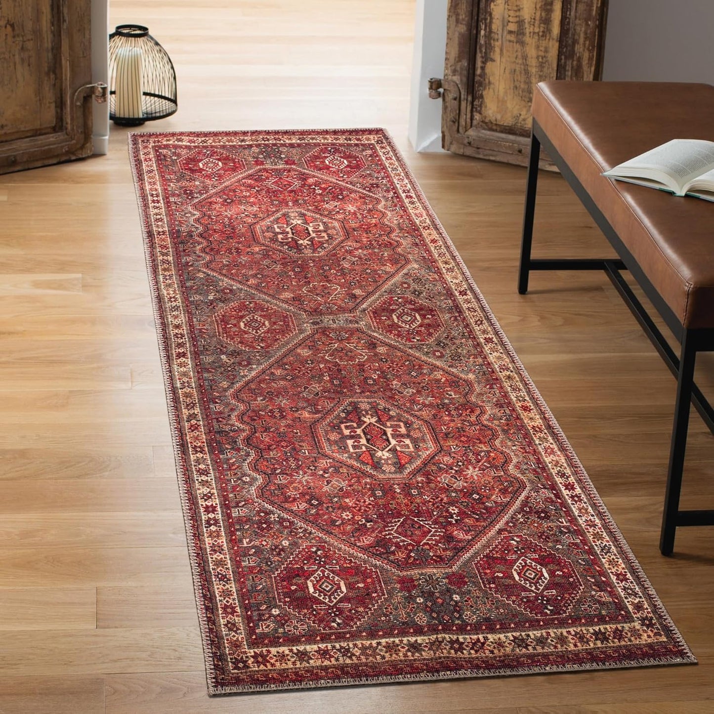 Keen Home Design 2x10 Rug - Machine Washable Runner Rug with Non-Slip Backing, Ideal for Hallway, Entryway, Kitchen, Laundry Room - Vintage, Easy Clean, Durable, Low Pile - (2'6" x 10')