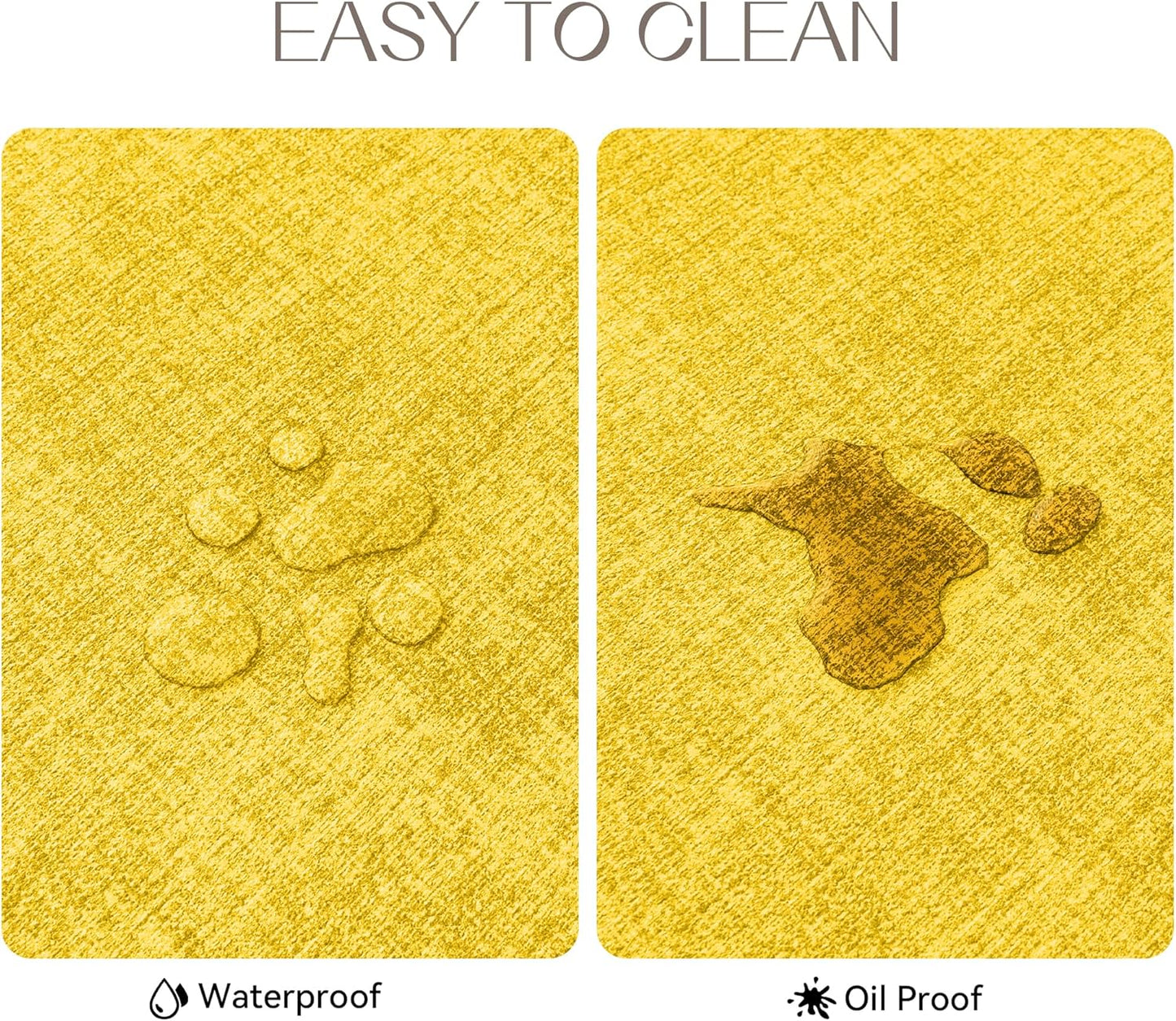 Romanstile Vinyl Placemats Set of 12-12 X 18 Inch - Heat Resistant Place Mats 100% Waterproof Oilproof Wipeable Reversible Faux Leather Table Mats for Kitchen/Dining/Party/Outdoor, Yellow