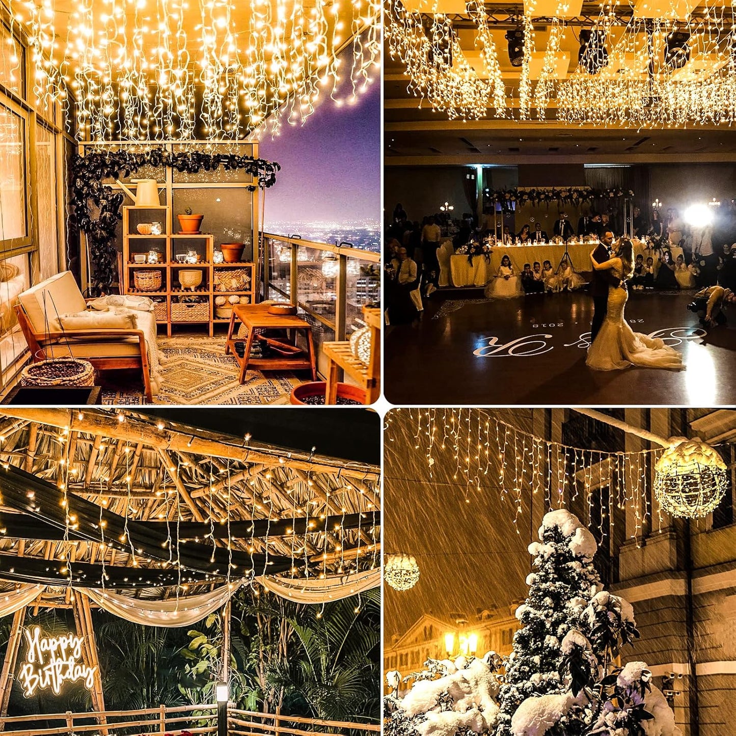 Icicle Christmas Lights Outdoor, 66ft 640 LED Icicle Lights for Outside 8 Modes with 75 Drops, Plug in Christmas Light for House Indoor Holiday Wedding Christmas Decorations, Warm White