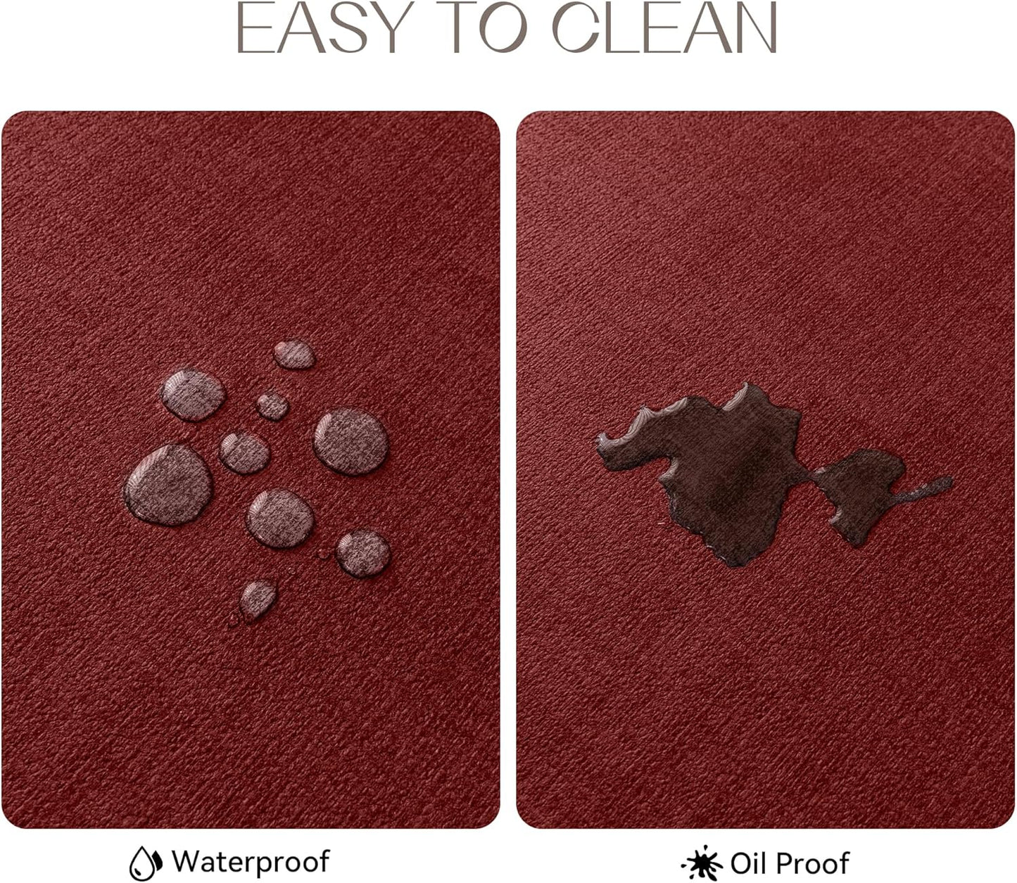 Romanstile Vinyl Placemats Set of 4-12 X 18 Inch - Heat Resistant Place Mats 100% Waterproof Oilproof Wipeable Reversible Faux Leather Table Mats for Kitchen/Dining/Party/Outdoor, Red