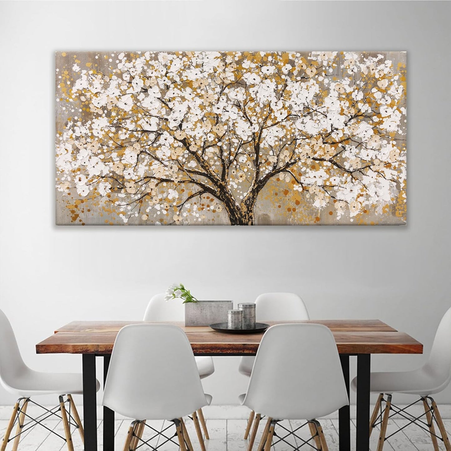 Large Wall Art For Living Room Gold Abstract Tree Of Life Modern Artwork Canvas Art Wall Decor Painting Tree Pictures Home Wall Decor Ready To Hang For Bedroom Decor 29"X58"