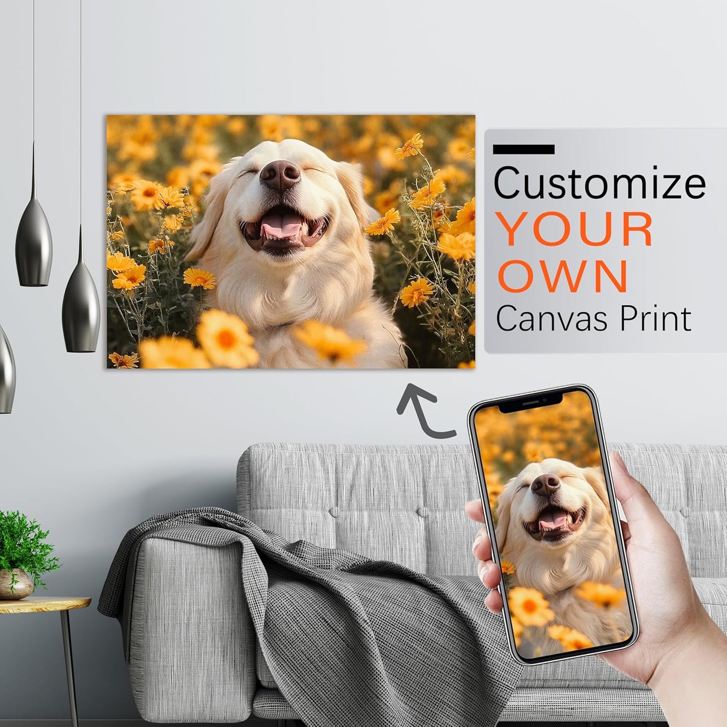 Ship Next Day - Custom Canvas Prints with Your Photos, Personalized Canvas with Pictures Print for Wall Art Bedroom, Customized Photo Gifts for Couple Men Women Mom Baby Dog Family - 36"W x 24"L