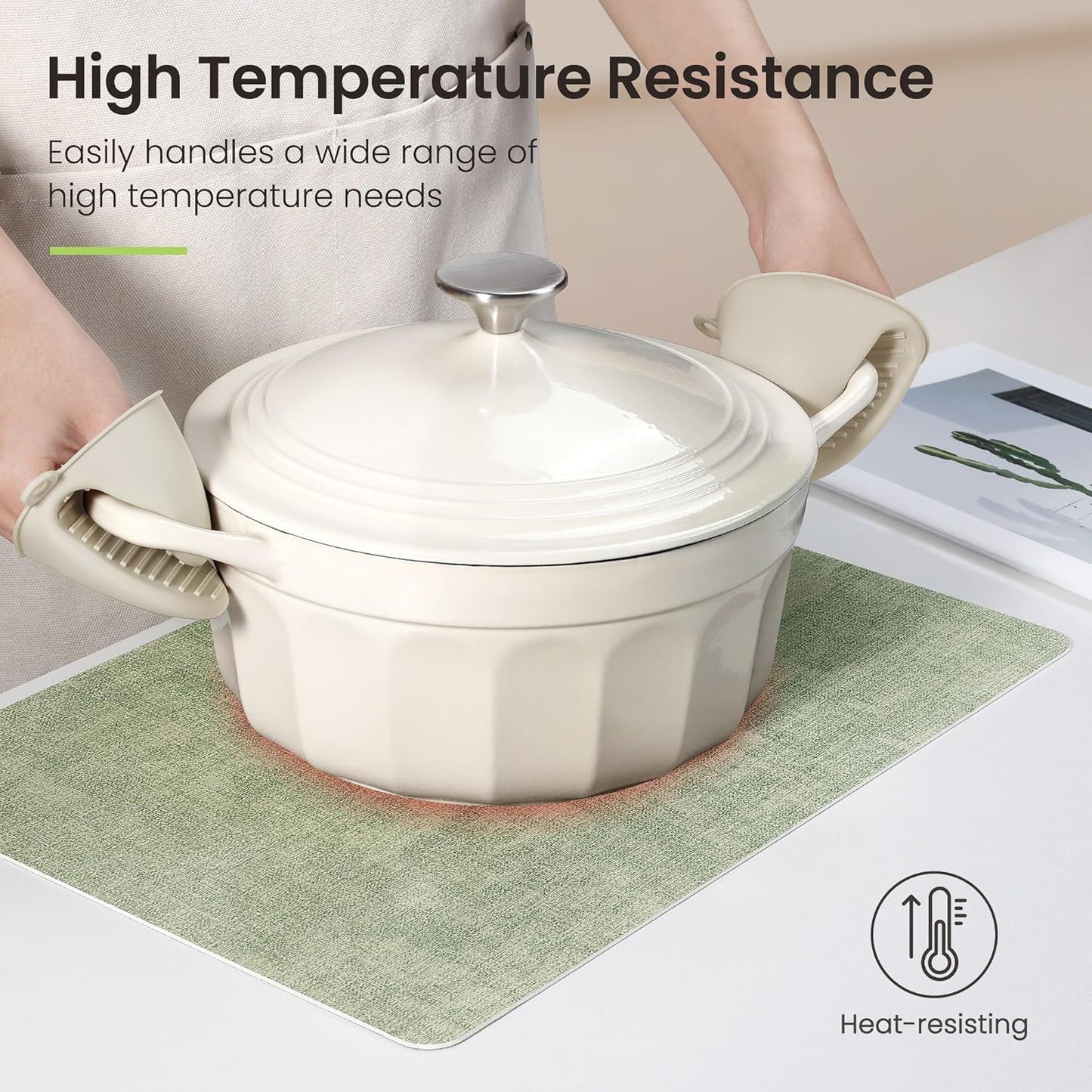 Faux Leather Dual Sided Placemats Set of 4, Square Non-Slip Heat Resistant Placemats with Coaster, Reversible wipeable Waterproof Table Mats for Kitchen, Dining, Outdoor (4, Black Light Green)