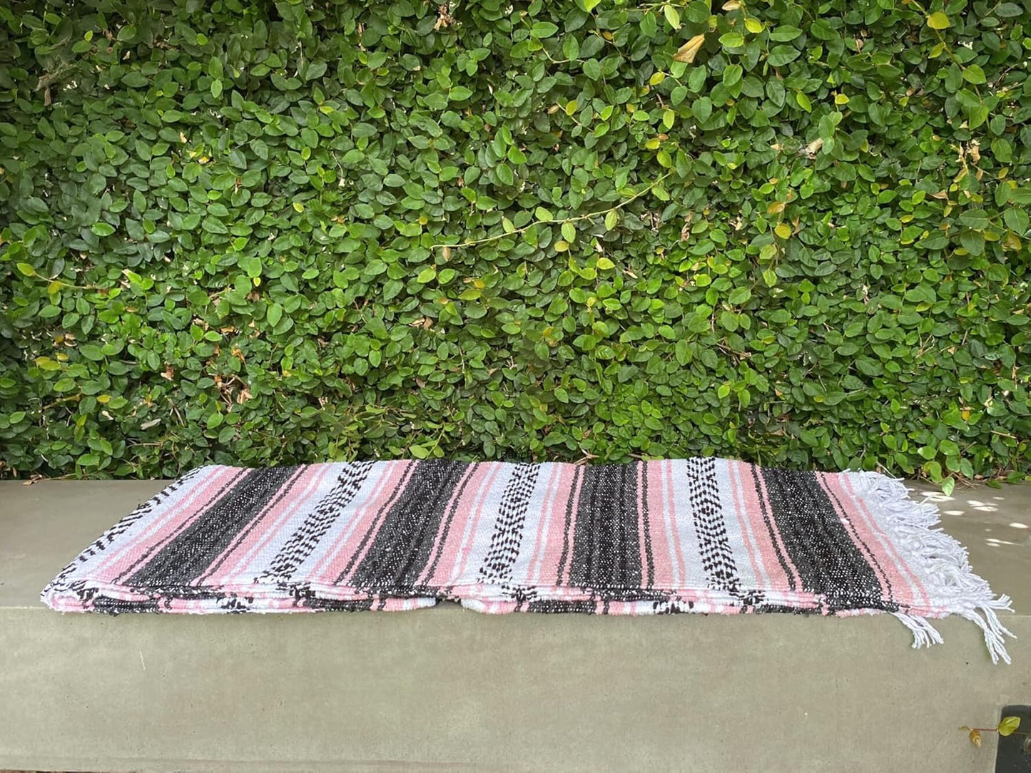 Del Mex Classic Mexican Blanket, Large Authentic Woven Falsa Throw (70"x50"), Artisan Southwest Décor for Beach, Yoga, Outdoors (Pink)