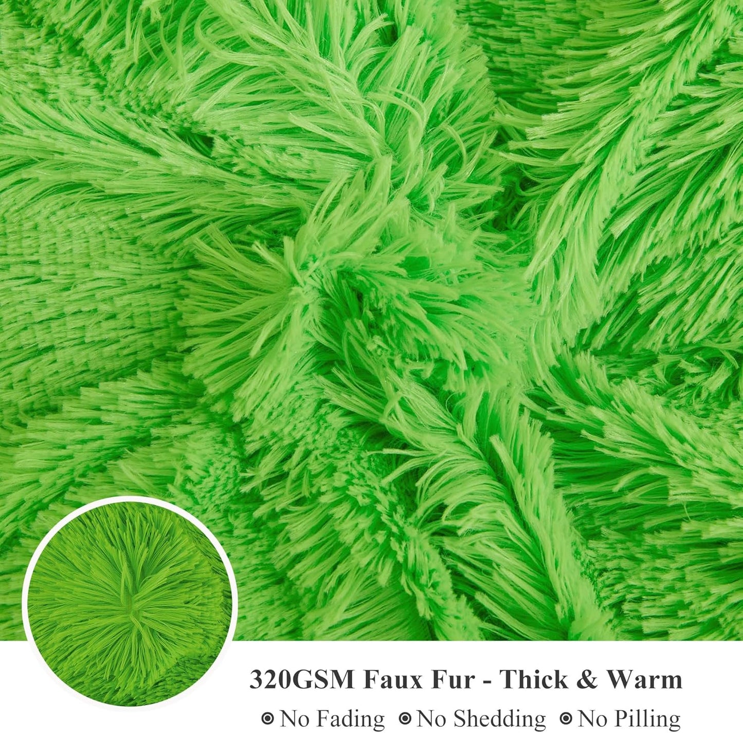 XeGe Luxury Faux Fur Throw, Green Soft 50x60 Fluffy Blanket, Shaggy Plush Decorative Couch Throw, Cute Furry Fuzzy Bed Office Lap Blanket for Bedroom Living Room, Lime Green