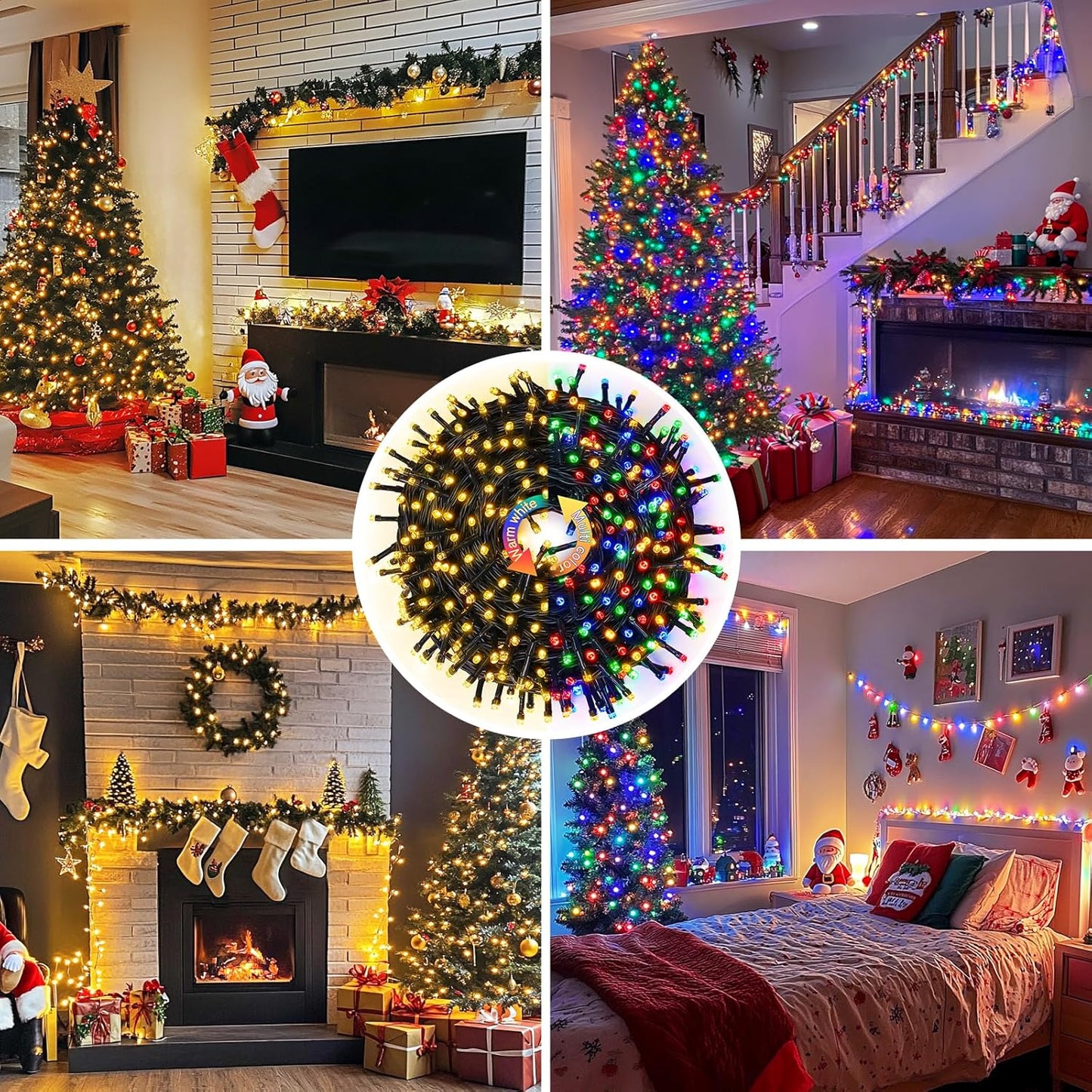 JMEXSUSS Color Changing Christmas Lights, 66ft 200 LED Warm White & Multicolor String Lights Outdoor Waterproof with Remote, Connectable Christmas Tree Lights Plug in for Indoor Xmas Decor