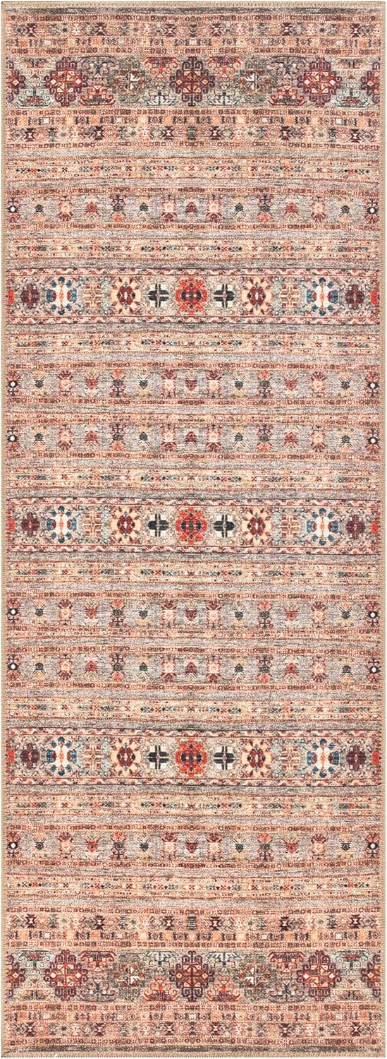 Keen Home Design 2x7 Rug - Machine Washable Runner Rug with Non-Slip Backing, Ideal for Hallway, Entryway, Kitchen, Laundry Room - Vintage, Easy Clean, Durable, Low Pile Rug - (2'6" x 7')