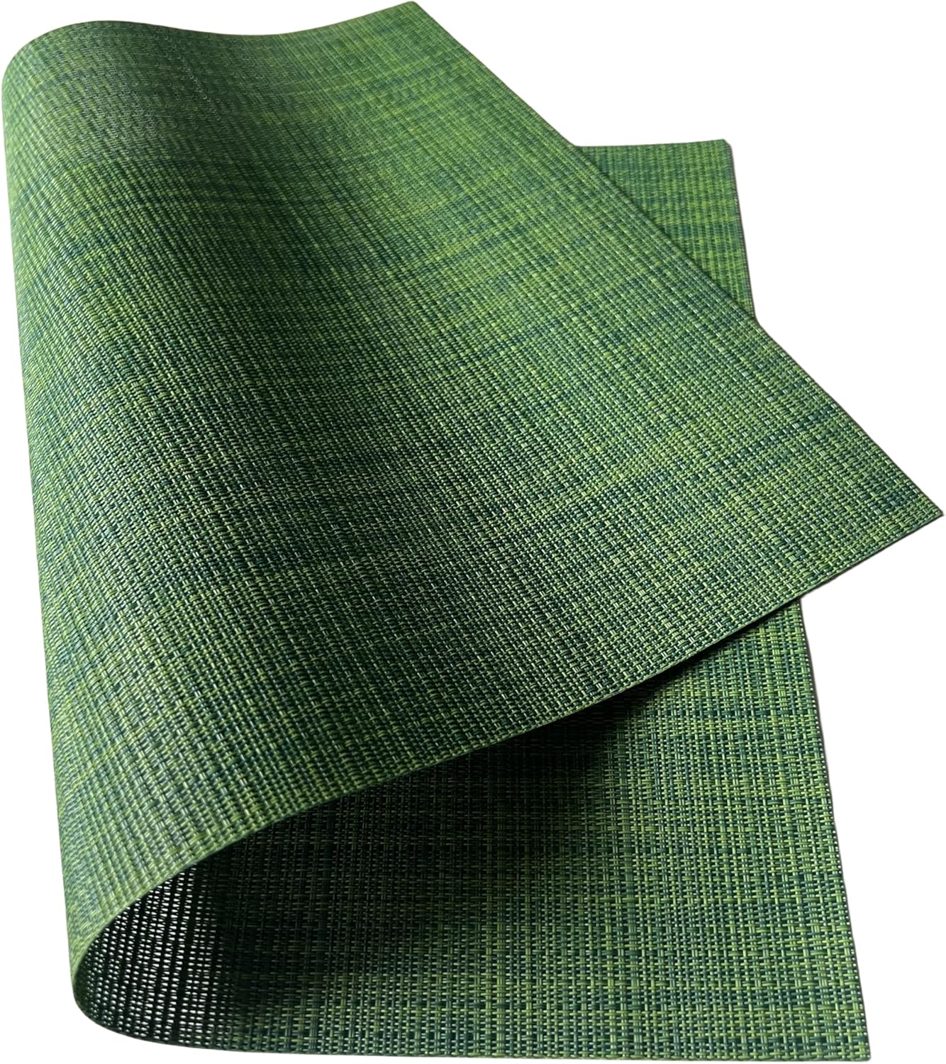 WAZAIGUR Placemats Set of 6 for Dining Table Heat-Resistant Washable Place Mats Woven Vinyl Kitchen Table Mats Easy to Clean,Hunter Green