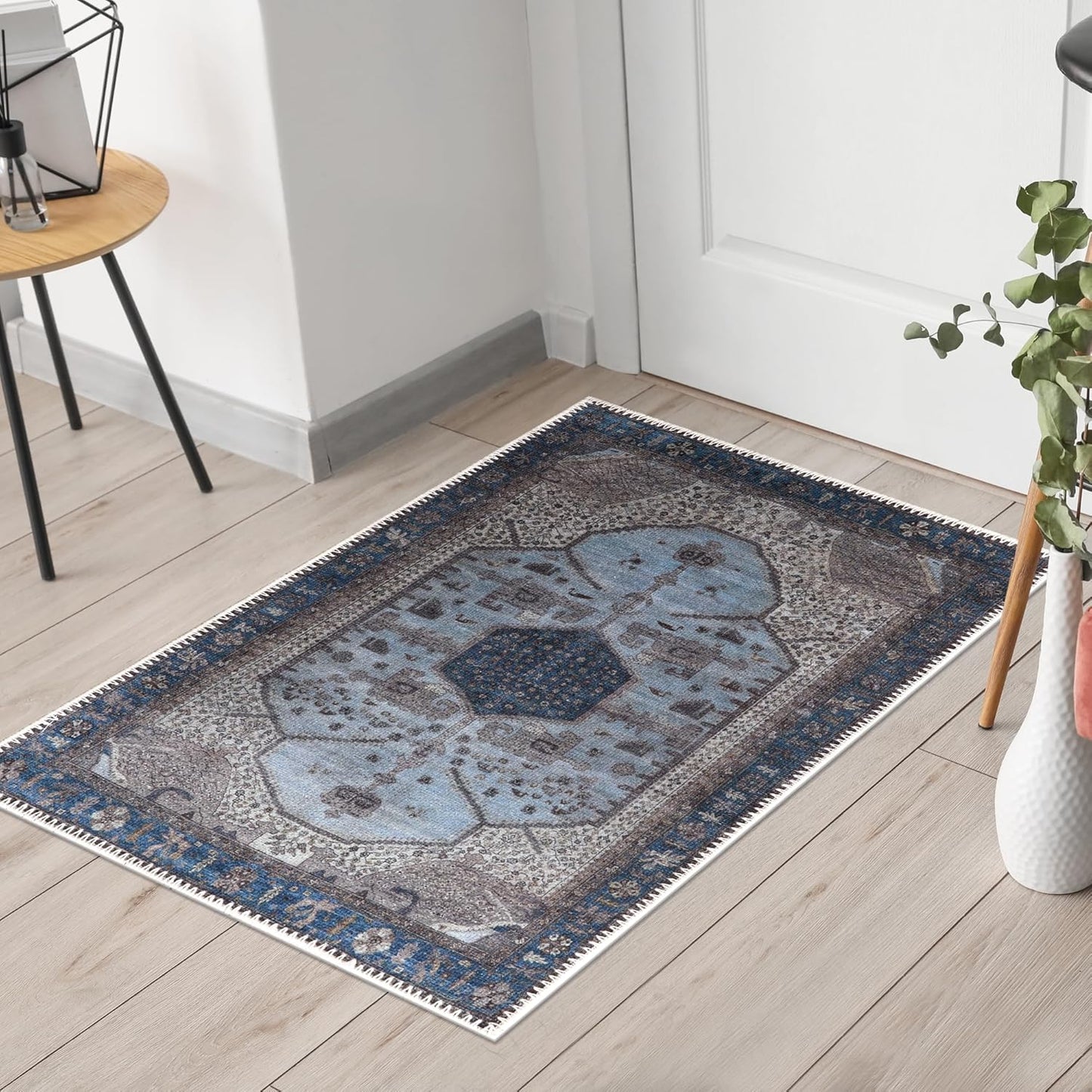 Keen Home Design 2x3 Rug - Machine Washable Entry Rug with Non-Slip Backing, Ideal for Enteryway, Kitchen, Bathroom, Laundry Room - Vintage, Easy Clean, Durable, Low Pile Rug - (2' x 3')
