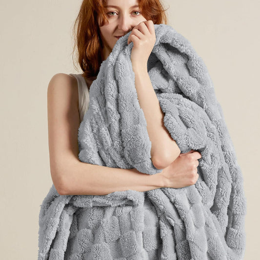 Bedsure GentleSoft Blankets Queen Size for Bed - Super Soft Cozy Blanket for Women Men Girls, Large Fuzzy Fleece Throw for Bedroom Decor, Silver Grey, 90x90 Inches