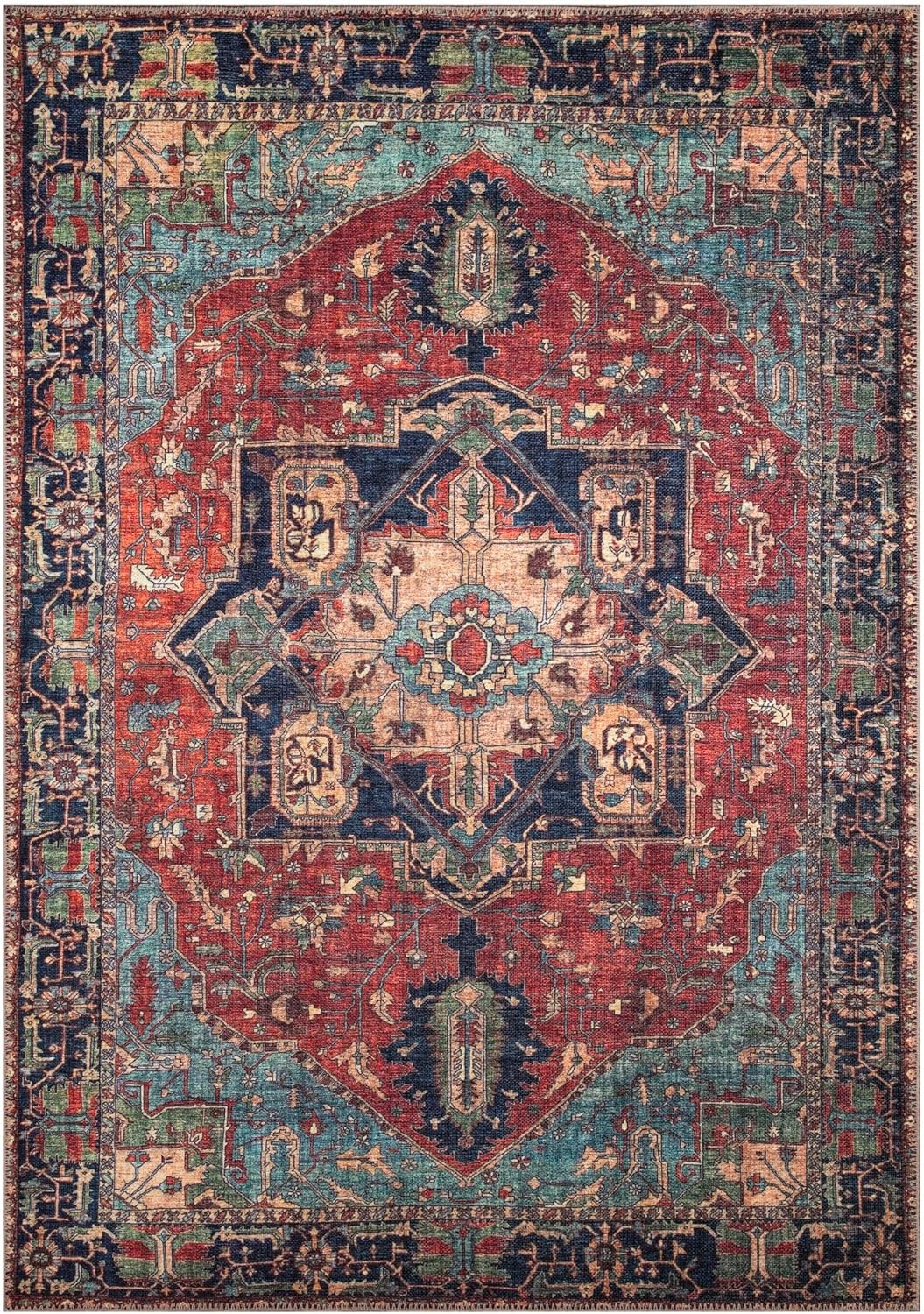 Keen Home Design 3x5 Rug - Machine Washable Entry Rug with Non-Slip Backing, Ideal for Enteryway, Kitchen, Bathroom, Laundry Room - Vintage, Easy Clean, Durable, Low Pile Rug - (3' x 5')