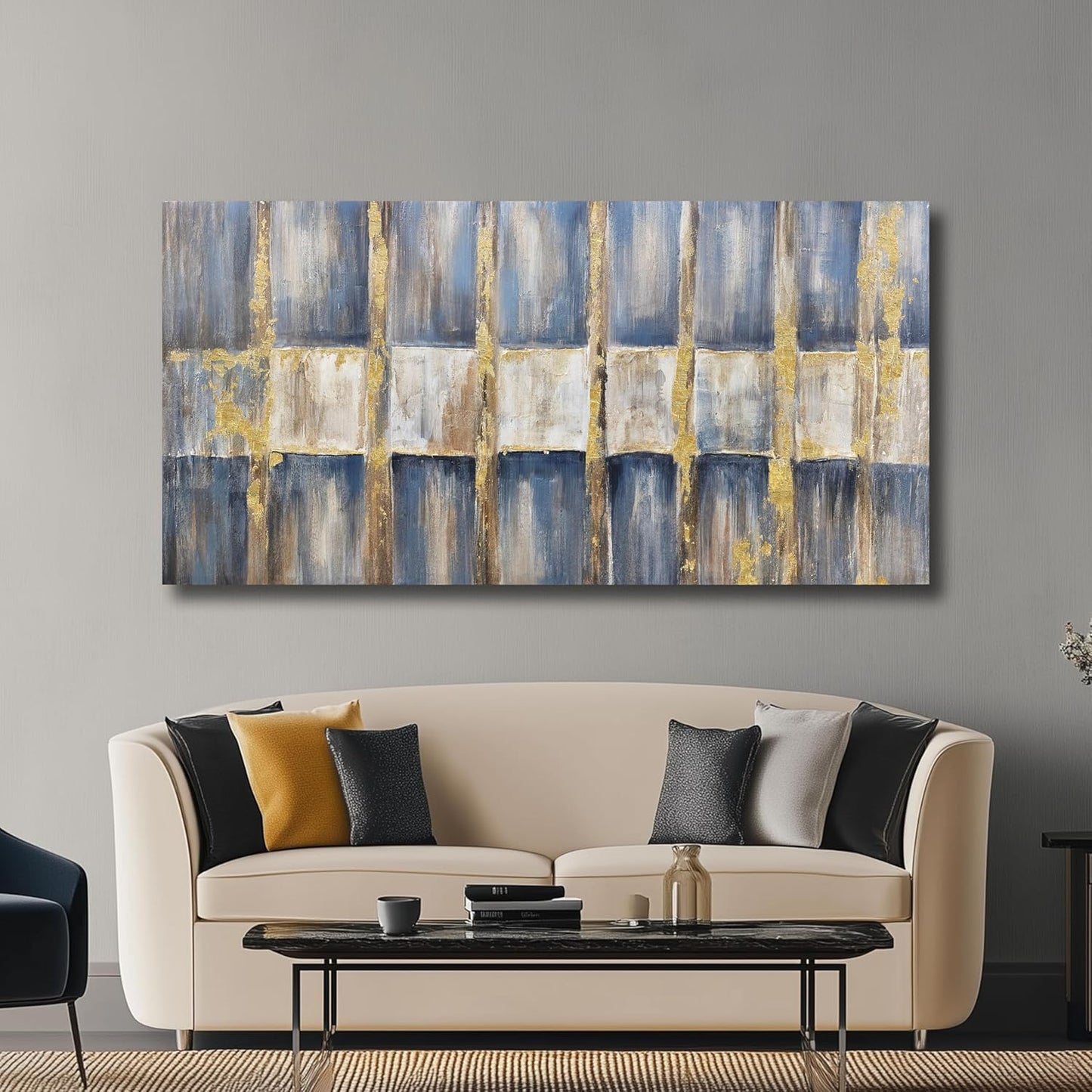 Belmrxne Abstract Art Blue and White Wall Decor Contemporary Unique Wall Art Motivational Canvas Painting Artwork for Living Room Bedroom Dining Room Office Home Decor 20x40inch