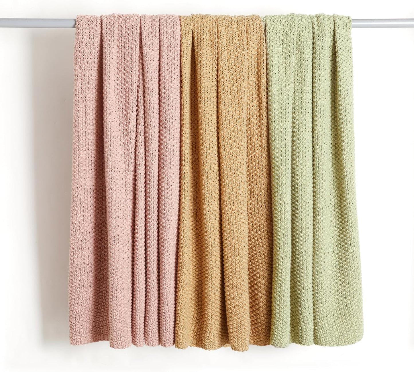 Amazon Basics Chunky Cable Knit Throw Blanket for Couch, Sofa, Bed, Lightweight Soft Cozy, Sand, 50"x 60"