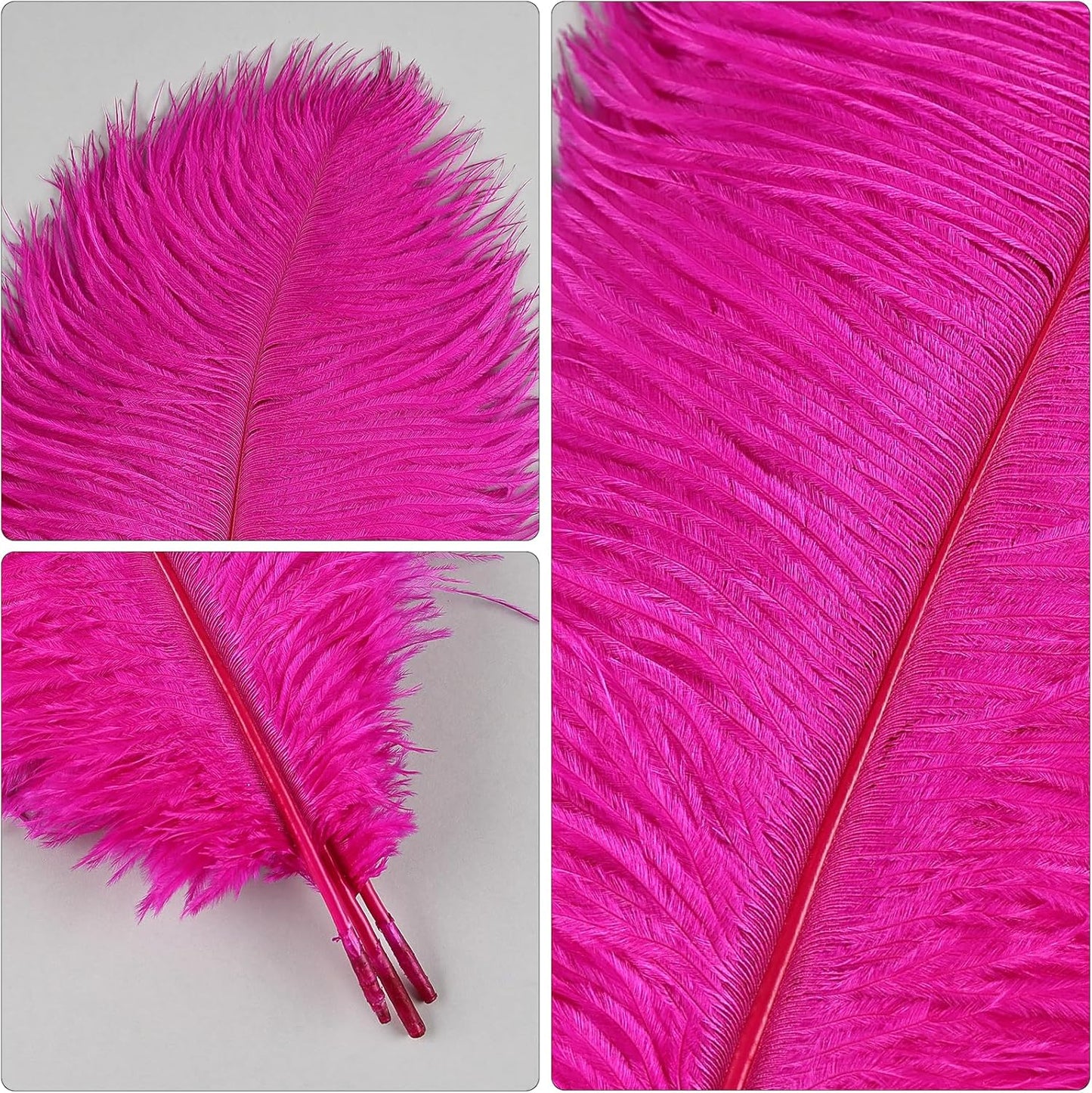 THARAHT Hot Pink Ostrich Feathers 12pcs Natural Bulk 8-10Inch 20cm-25cm for Crafts Wedding Party Centerpieces Easter Gatsbi and Home Decoration Feathers