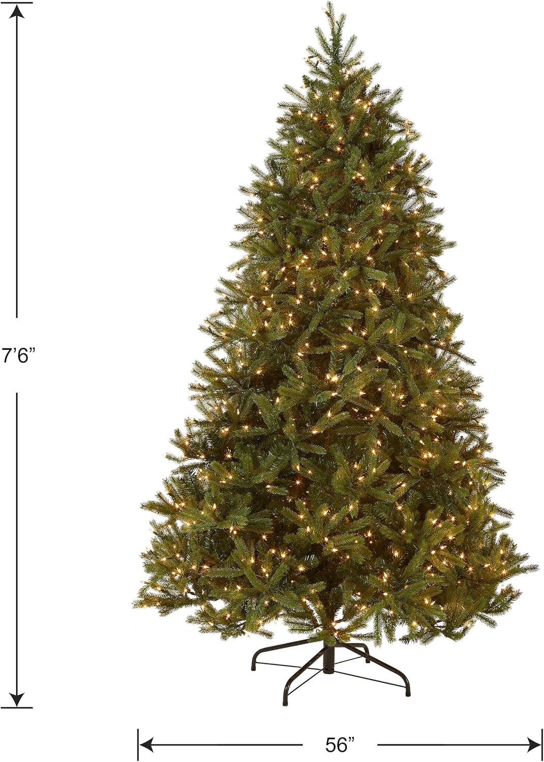 National Tree Company 'Feel Real' Pre-lit Artificial Christmas Tree | Includes Pre-strung White Lights and Stand | Jersey Fraser Fir Medium - 7.5 ft