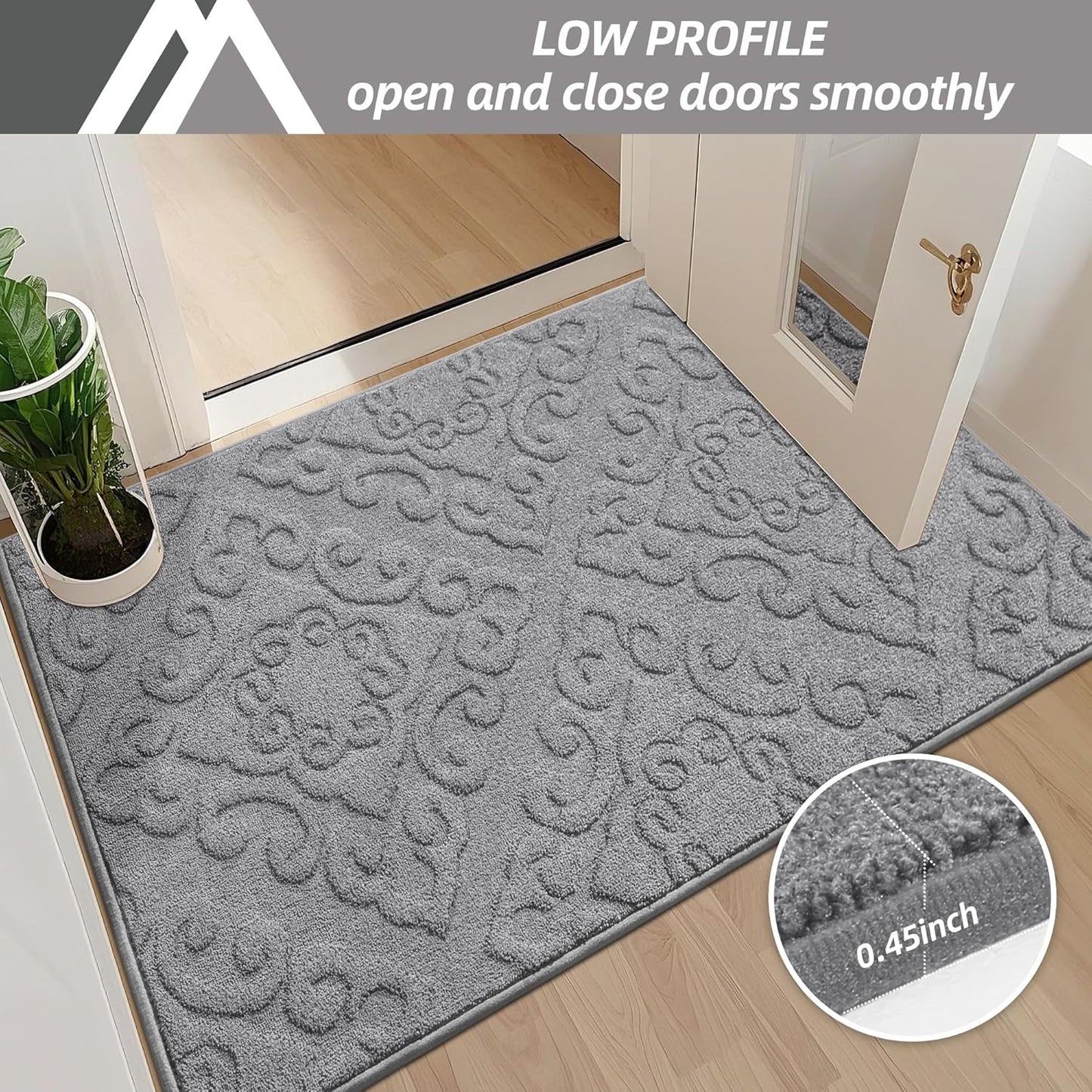 COSY HOMEER-Door-Mat-Non-Slip-Entryway-Rug 24”x36” Absorbent Welcome Mats Washable Dirt Trapper Door Mat Entrance Floor Mats for Front Back Doormats and Wet Shoes,Grey