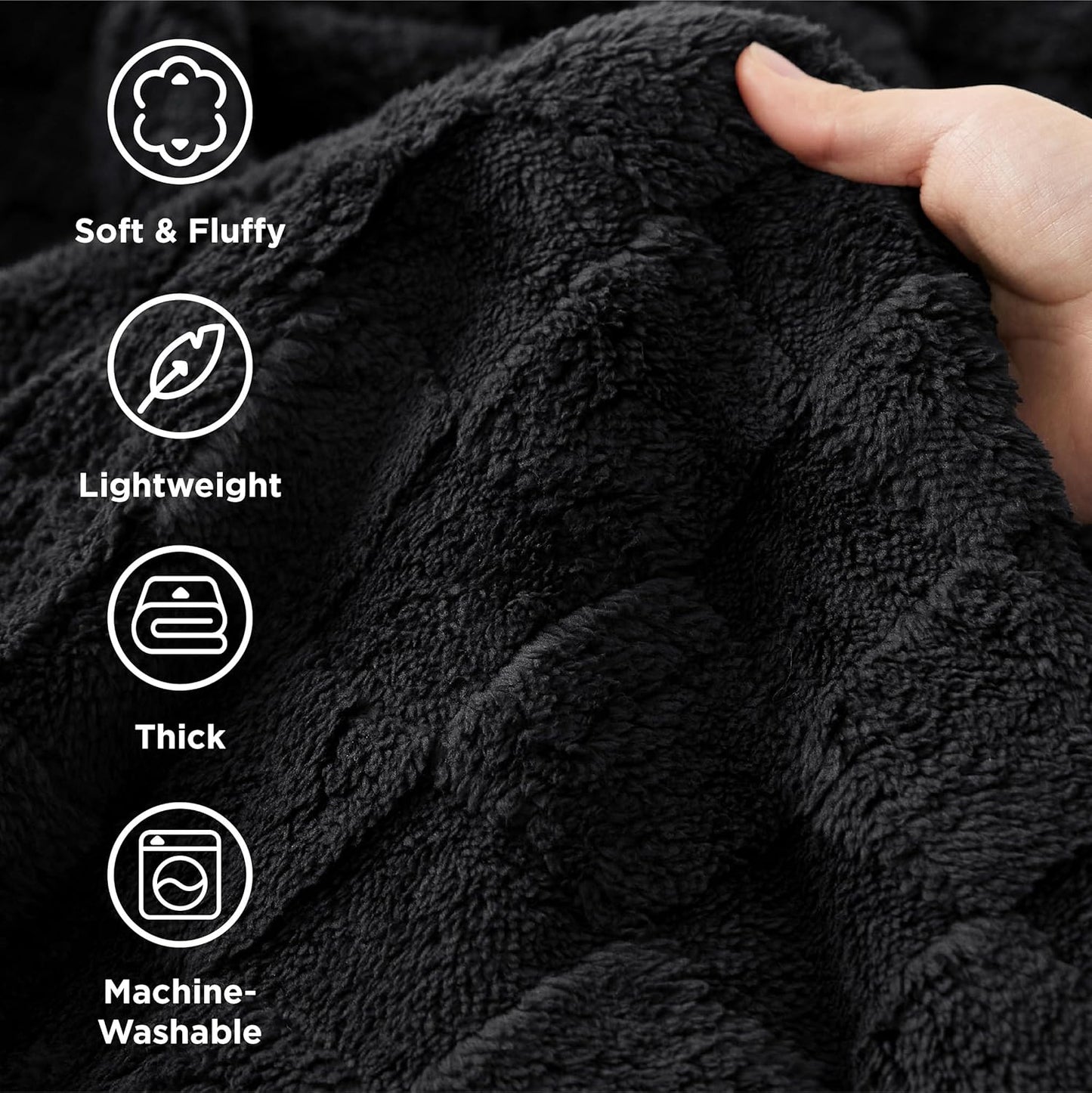 Bedsure GentleSoft King Size Blanket for Bed - Super Soft Cozy Blankets for Women Men Girls, Large Fuzzy Fleece Throw for Bedroom Decor, Black,108x90 Inches