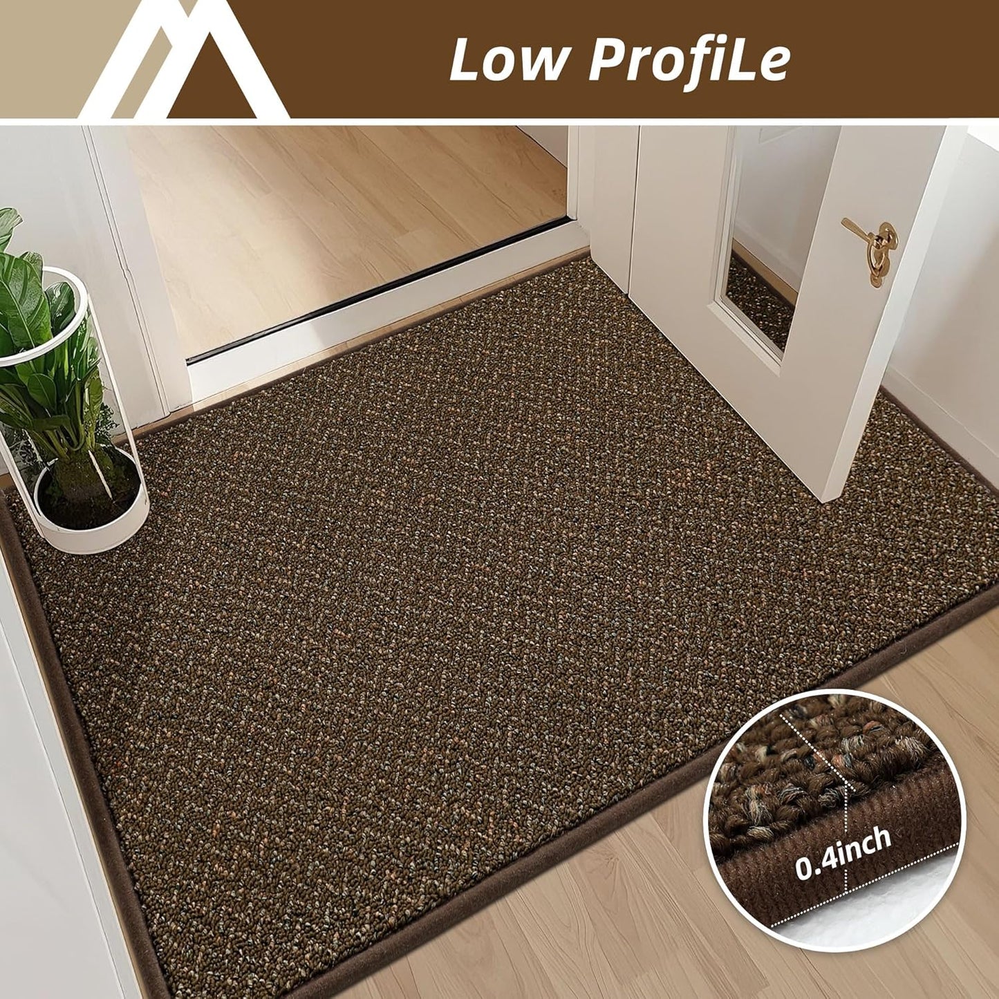 COSY HOMEER-Door-Mat 24"x36" Non Slip Absorbent Entryway Rugs Dirt Trapper Doormats Washable Entrance Mats Low Pile Welcome Floor Mat for Front Back Door and Entry Mats,Brown