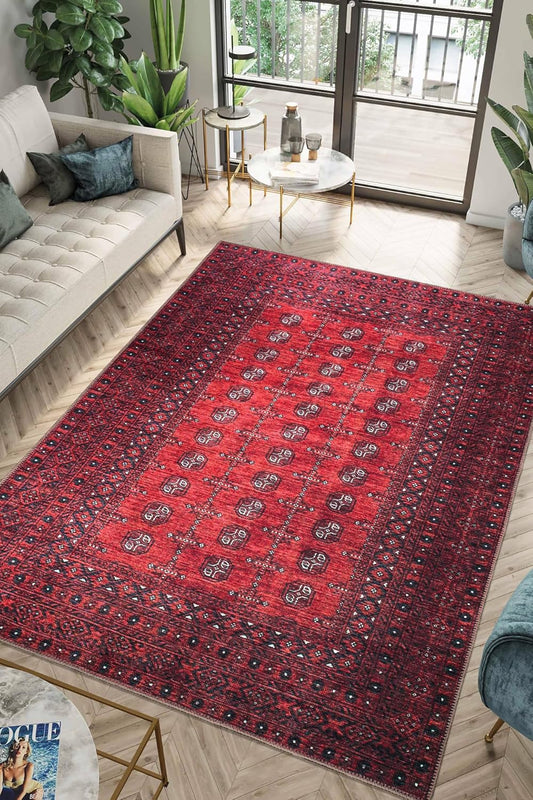 Keen Home Design 9x12 Rug - Machine Washable Area Rug with Non-Slip Backing, Ideal for Living Room, Dining Room, Bedroom - Vintage, Easy Clean, Durable, Low Pile Rug - (9' x 12')