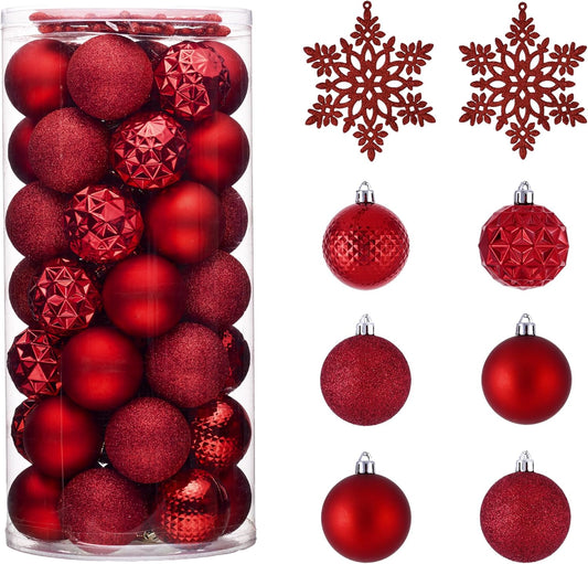 Valery Madelyn Christmas Tree Decorations Ornament Set for Fall Halloween, 50ct 2 Inches Red Shatterproof Christmas Ball Ornaments Hanging Xmas Holiday Party Decor