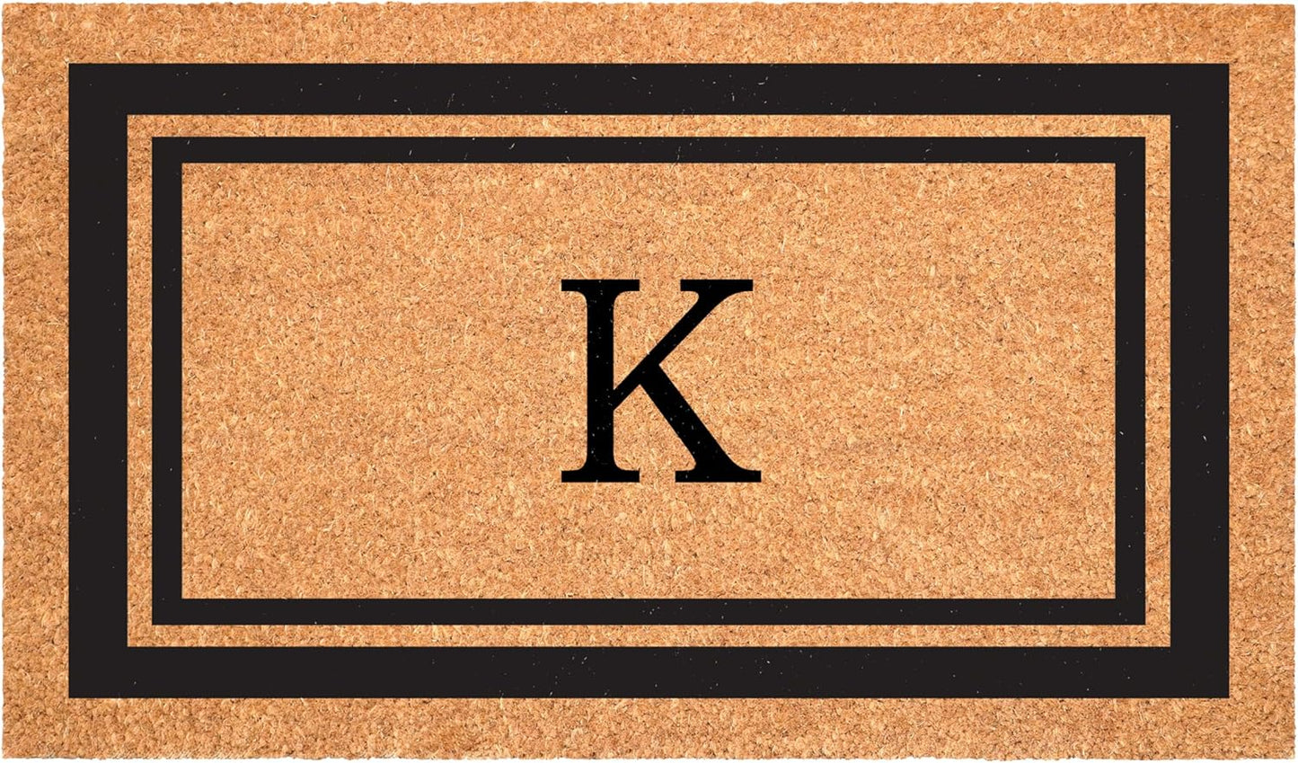 Calloway Mills 152961830K Black Border 18" x 30" Monogram Doormat, (Letter K)