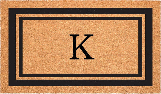 Calloway Mills 152961830K Black Border 18" x 30" Monogram Doormat, (Letter K)