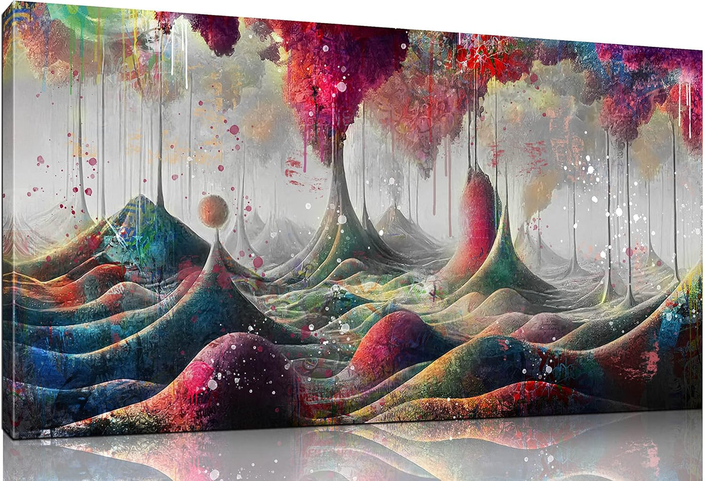 JKWALL77 Graffiti Canvas Wall-Art - Mountain Pictures Wall Decor Living Room Modern - large Wall Art Ready to Hang Size 59"x 29"