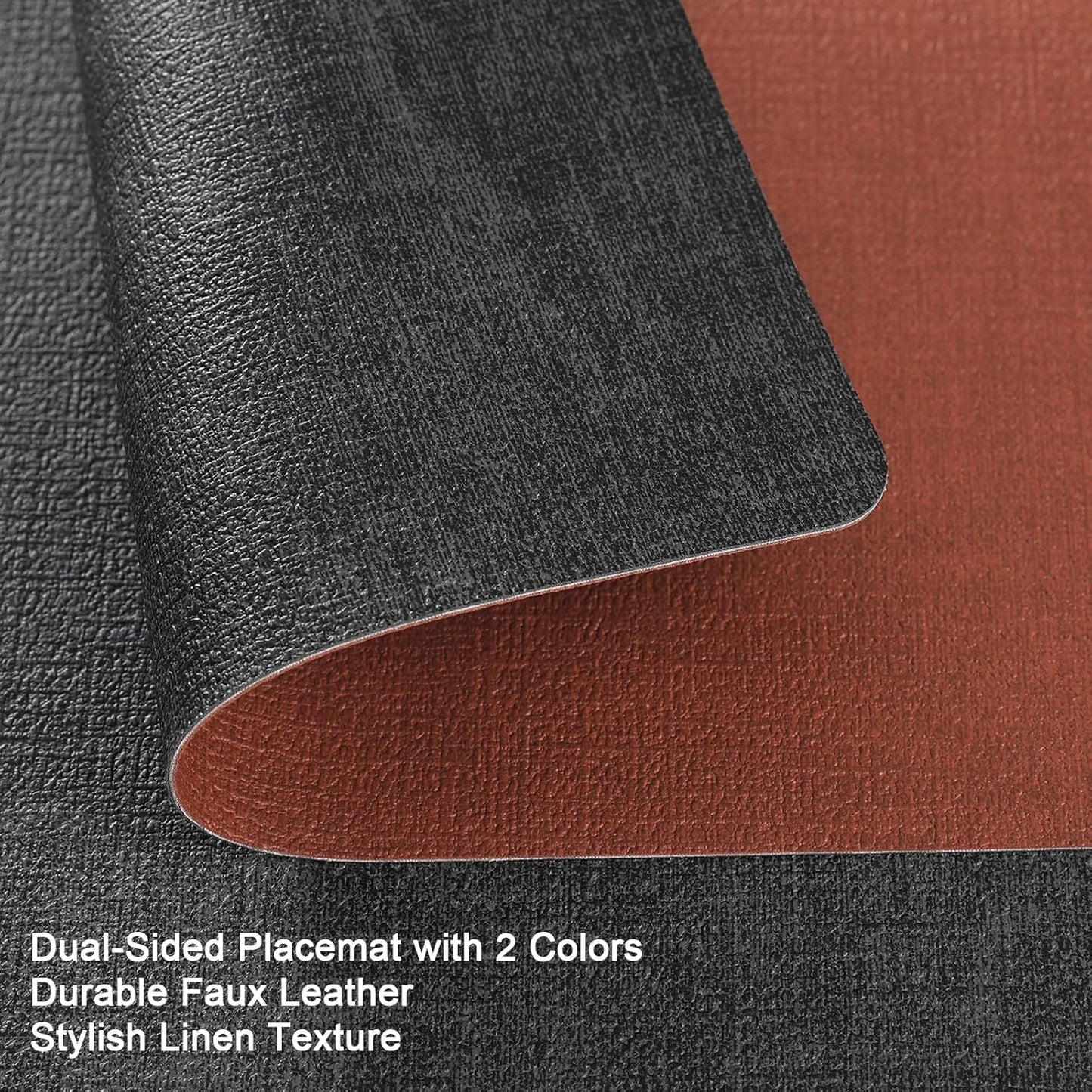Myir JUN Placemats Dual Sided, Faux Leather Place Mats Set of 6 Indoor for Dining Table Non-Slip Washable Wipeable Heat Resistant Outdoor Table Mats (Gray Terracotta, Set of 6)
