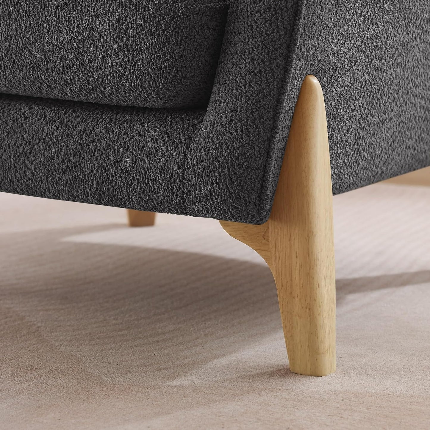 Accent Chair 31" Oversized Reading Chair Comfy Upholstered Boucle Lounge Armchair, Modern Living Room Chair with Back Pillow,Single Sofa Chair for Bedroom, Office (Grey)