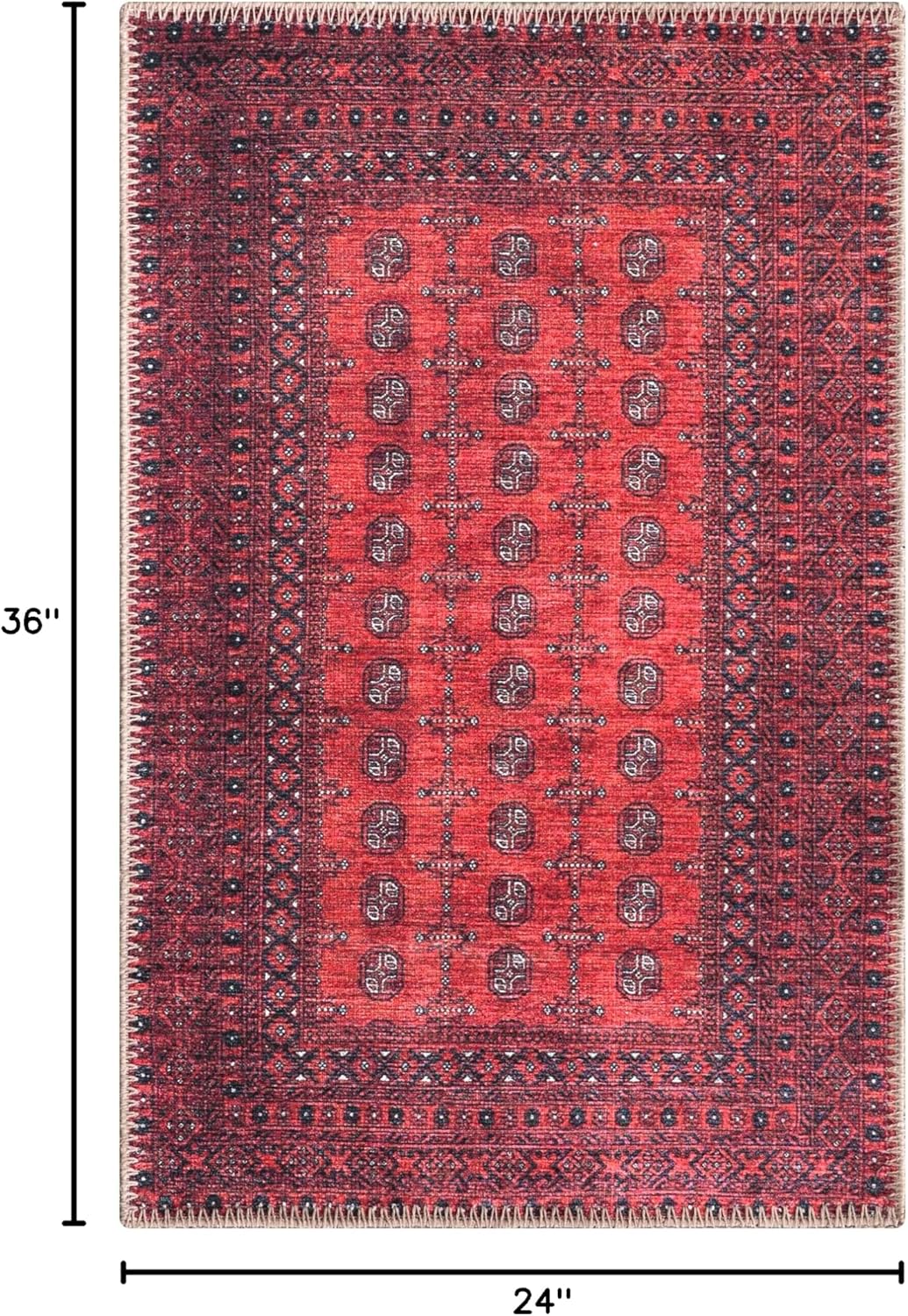 Keen Home Design 2x3 Rug - Machine Washable Entry Rug with Non-Slip Backing, Ideal for Enteryway, Kitchen, Bathroom, Laundry Room - Vintage, Easy Clean, Durable, Low Pile Rug - (2' x 3')